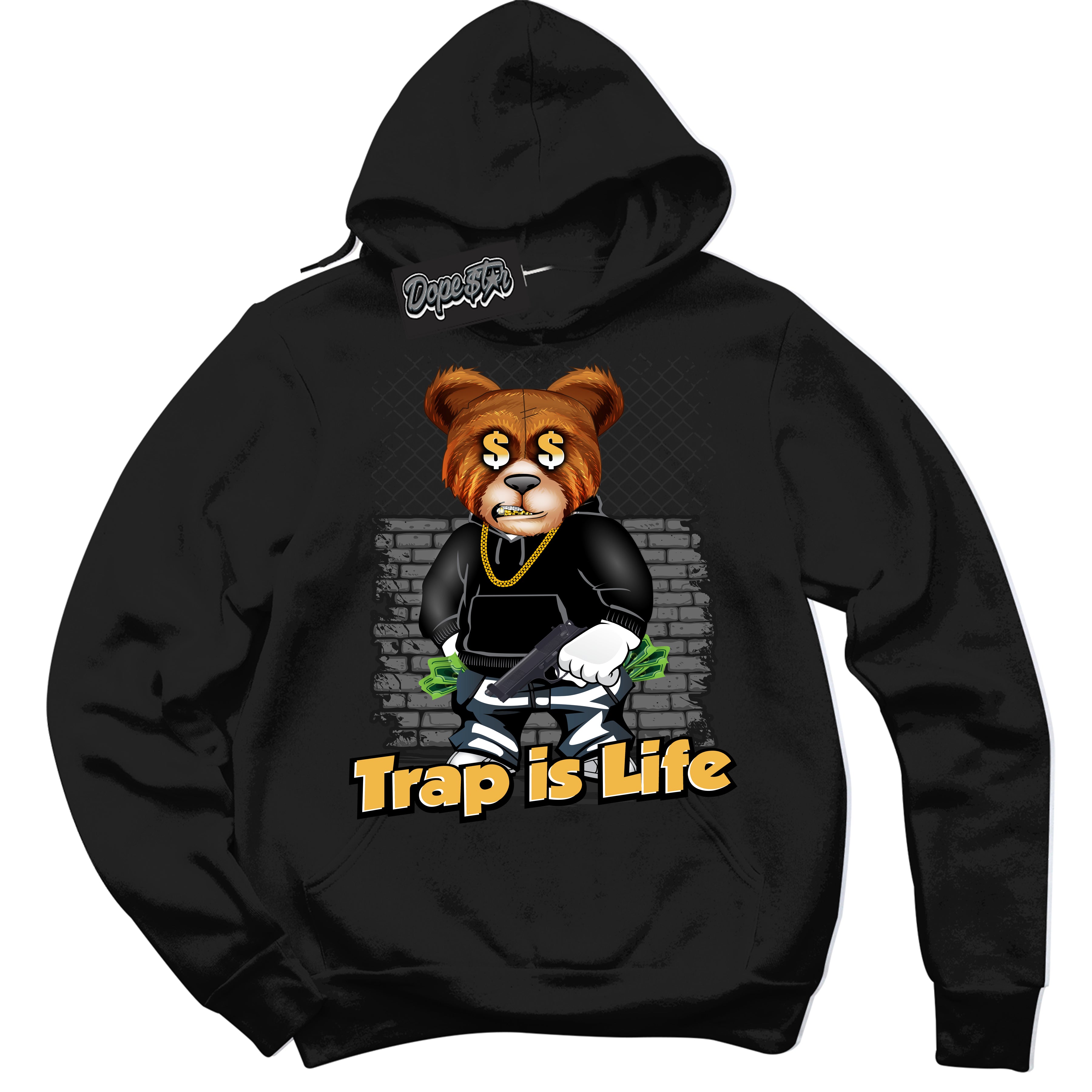 Dunk High Wu-Tang 'Trap Is Life' Hoodie - Black Streetwear Mockup | Sneakerhead Sweatshirt Matching Dunk High Wu-Tang | Limited Edition Urban Streetwear for Sneaker Matching OOTD | Outfits that pair perfectly with your ND High Wu-Tang | Sneakerhead Fashion Must-Have Apparel for Men and Women.