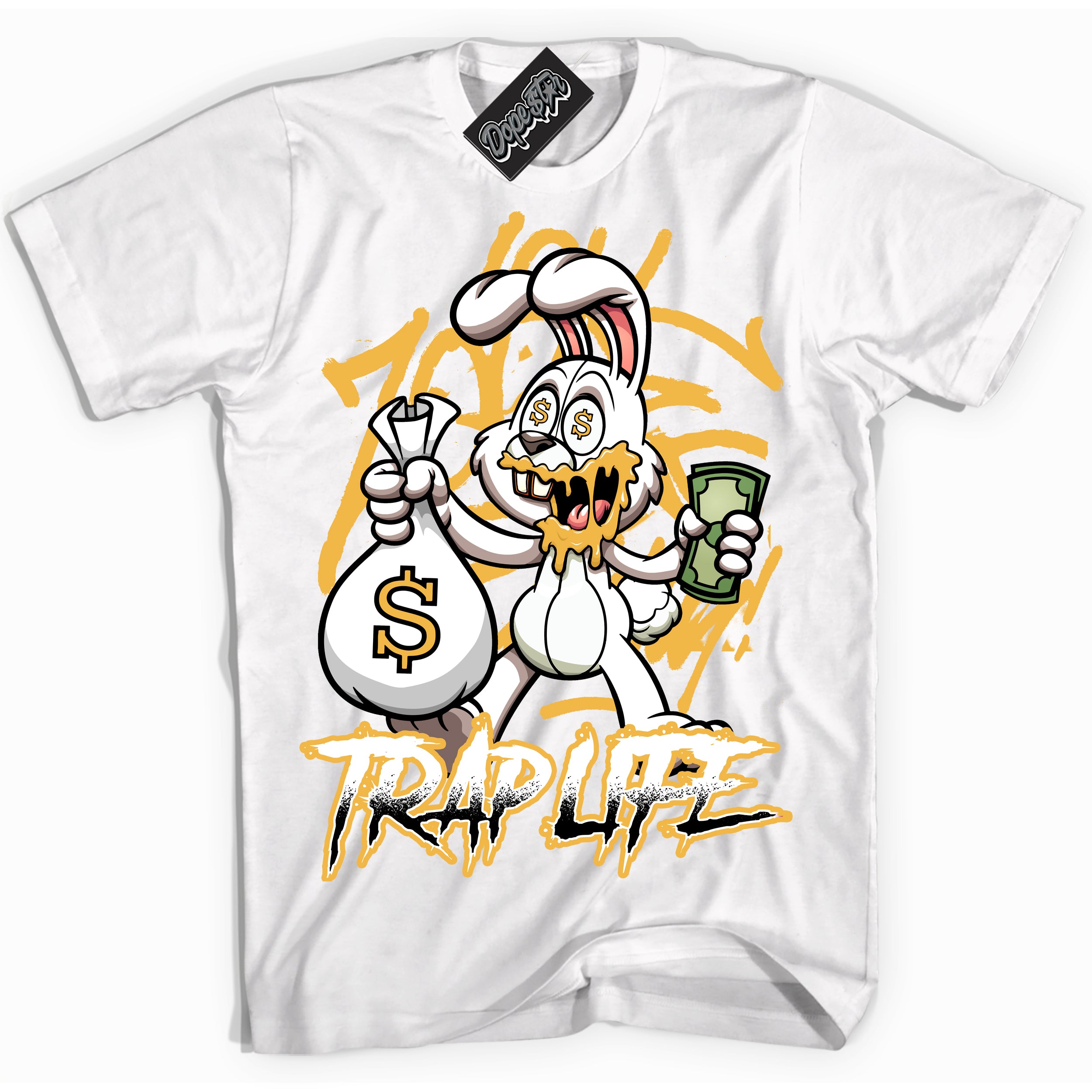 Nike Dunk High Wu-Tang 'Trap Rabbit' Shirt - White Streetwear Mockup | Sneakerhead T-Shirt Matching Nike Dunk High Wu-Tang | Limited Edition Urban Streetwear for Sneaker Matching OOTD | Outfits that pair perfectly with your ND High Wu-Tang | Sneakerhead Fashion Must-Have Apparel for Men and Women