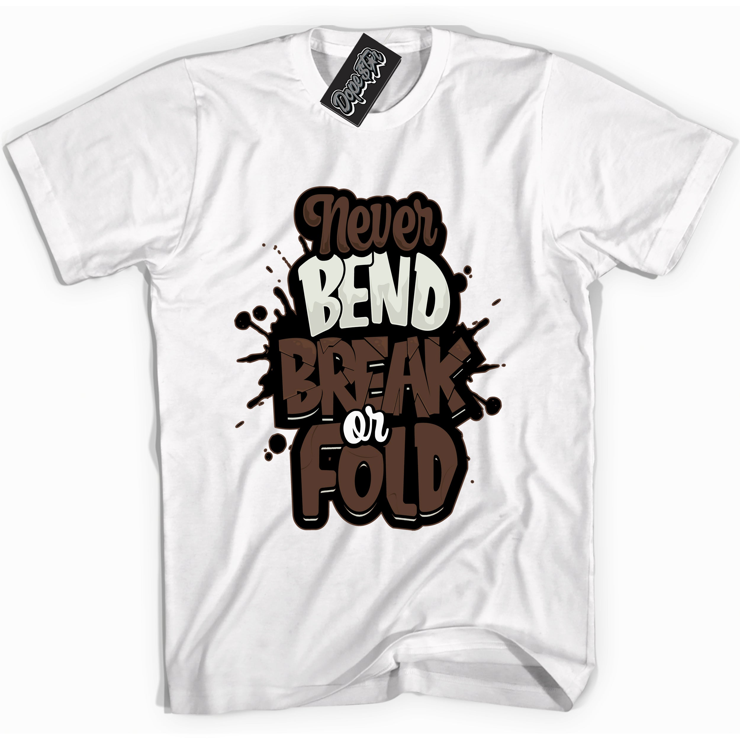 Cool White graphic tee with “ Never Bend Break Or Fold ” design, that perfectly matches Palomino 1s sneakers 