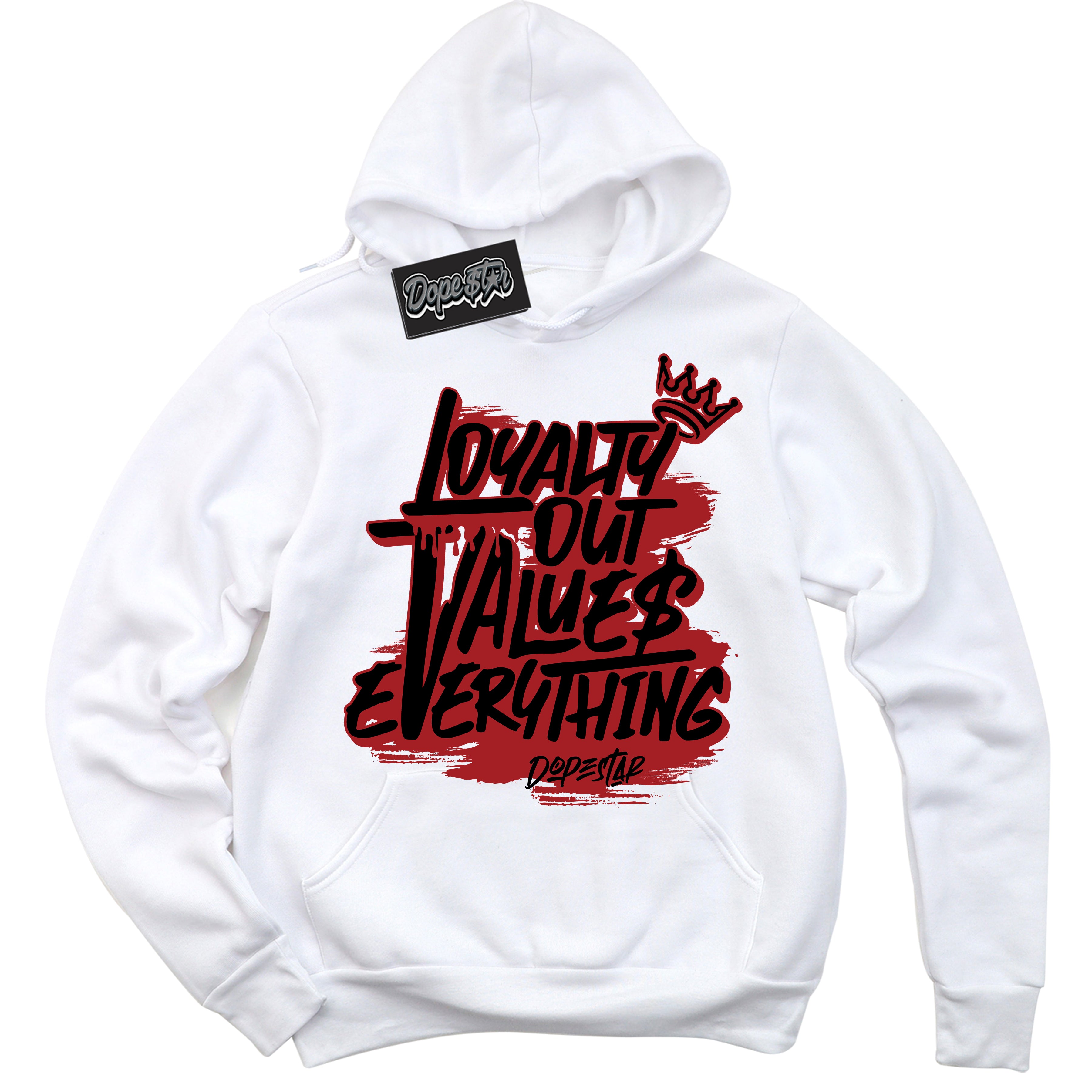 Cool White Hoodie with “ Loyalty Out Values Everything ”  design that Perfectly Matches Lebron 20 Liverpool Sneakers.