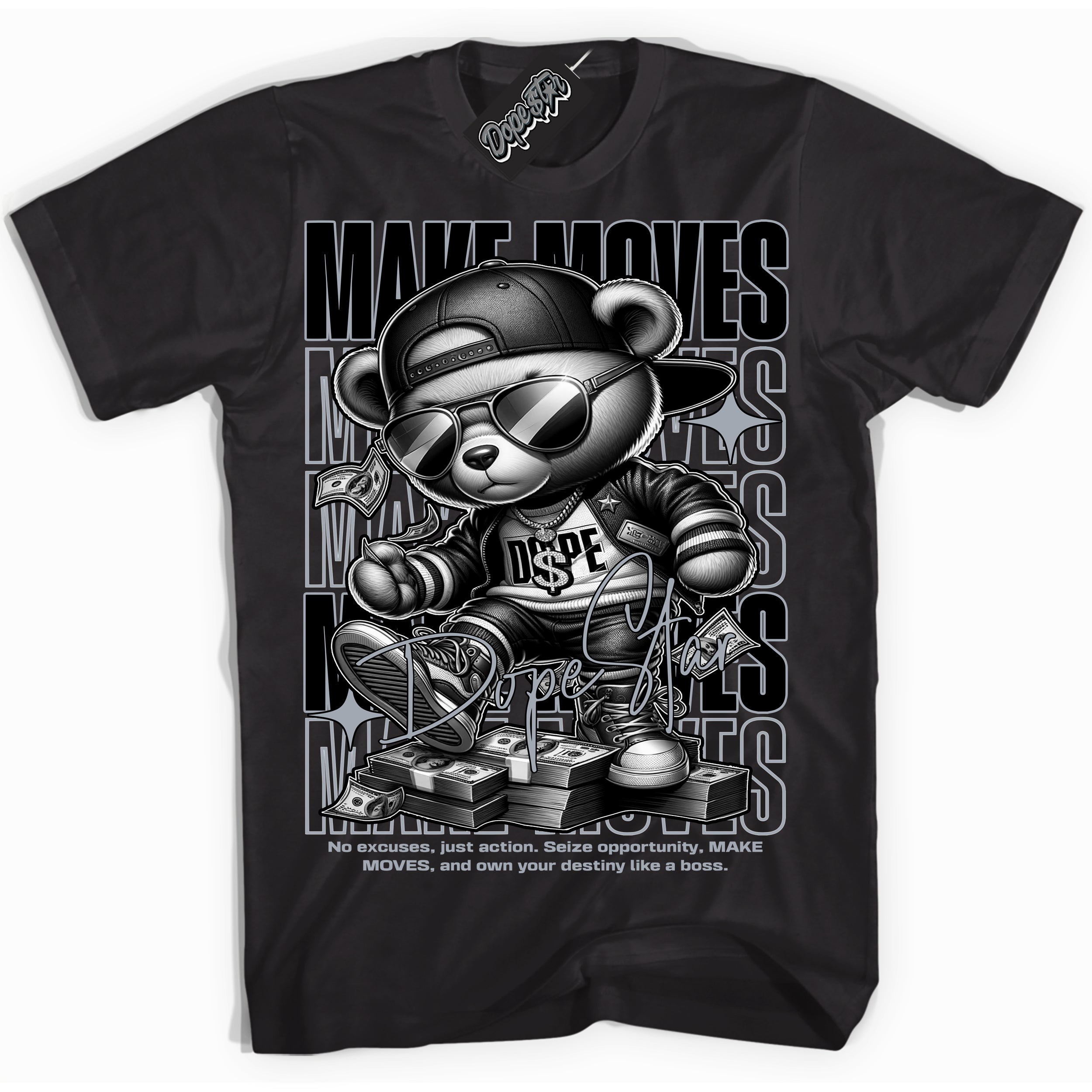 Cool Black Shirt with “ Makin Moves” design that perfectly matches The KAWS X Sky High Farm 1s Sneakers.