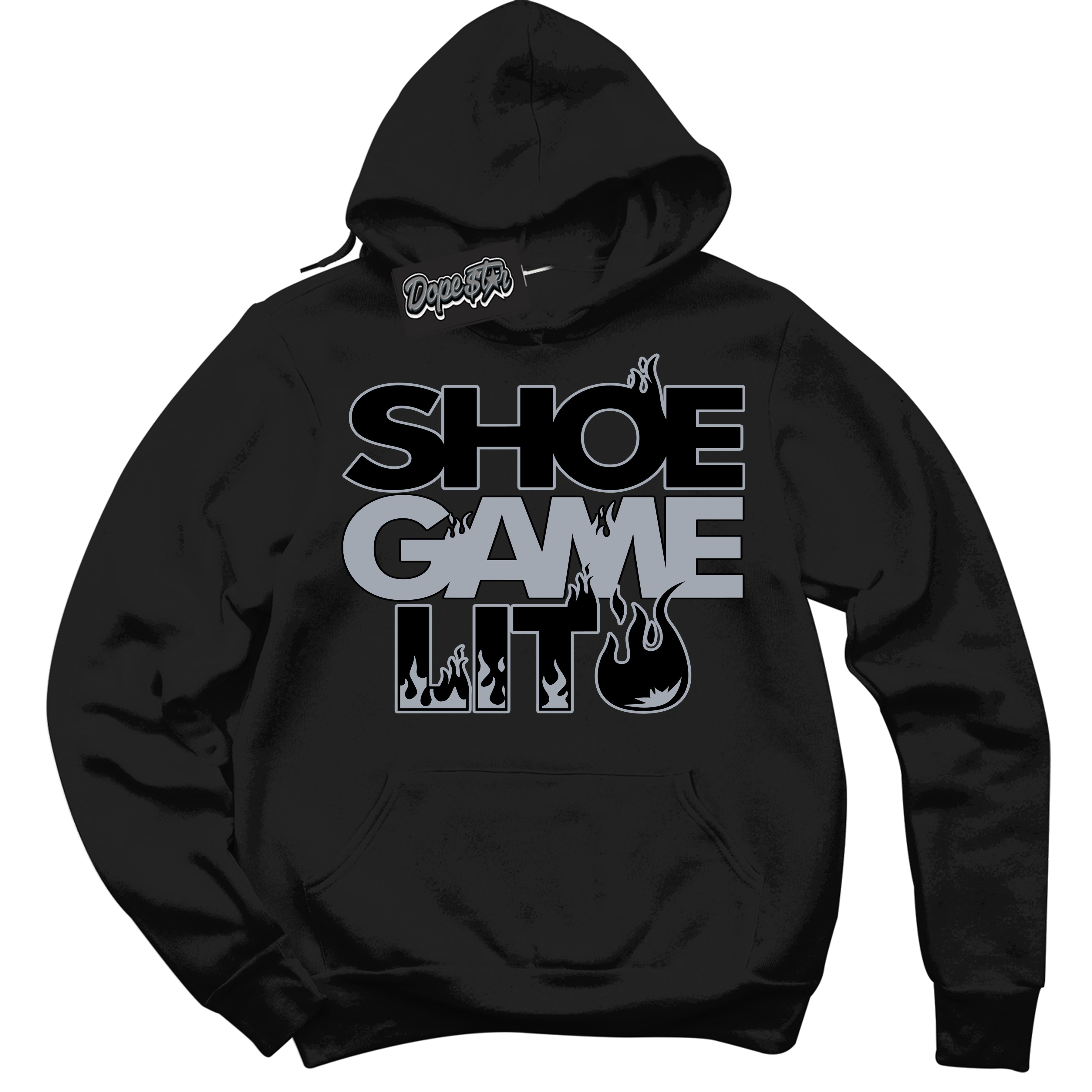 Cool Black Hoodie with “ Shoe Game Lit '' design that Perfectly Matches  KAWS X Sky High Farm 1s Sneakers.