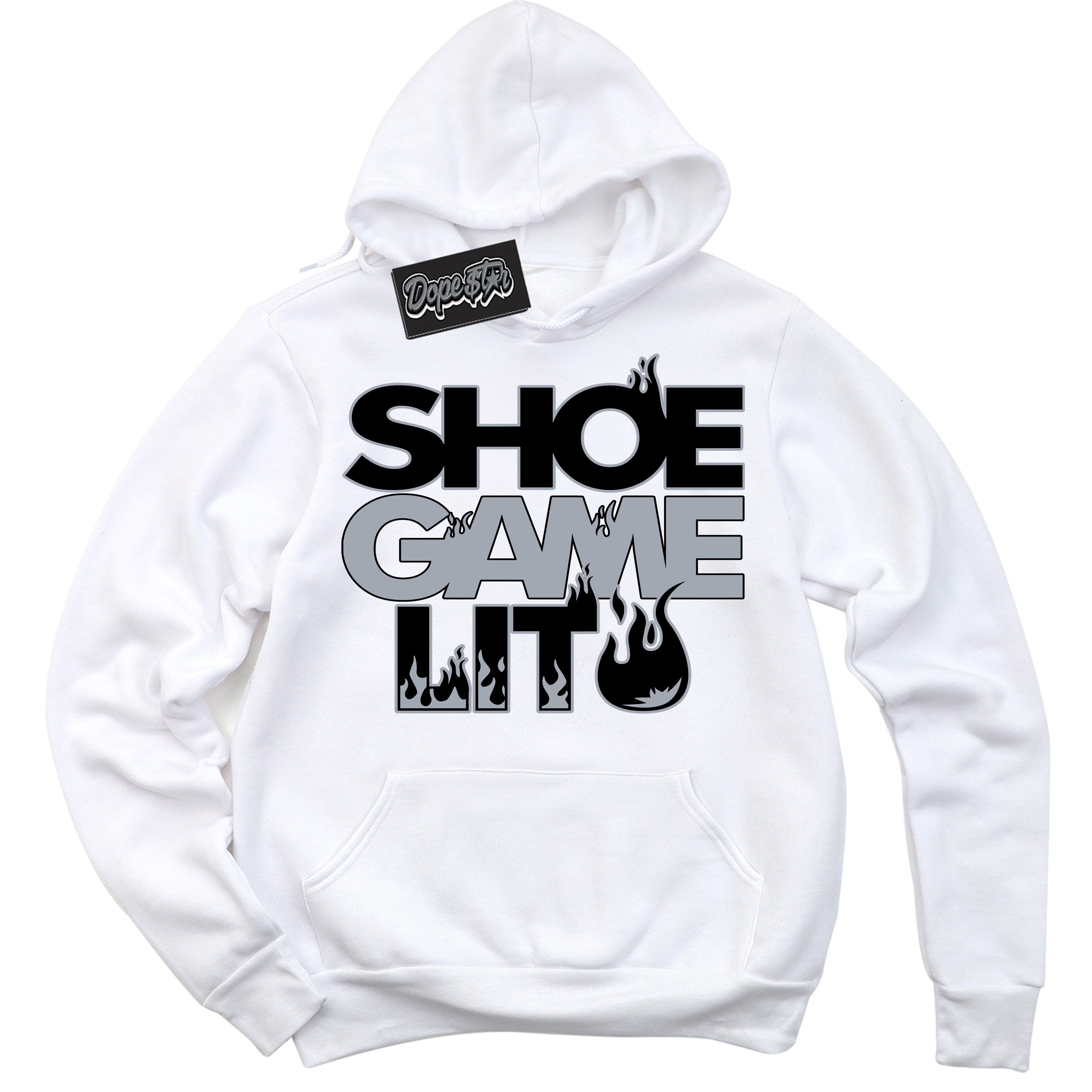 Cool White Hoodie with “ Shoe Game Lit '' design that Perfectly Matches  KAWS X Sky High Farm 1s Sneakers.