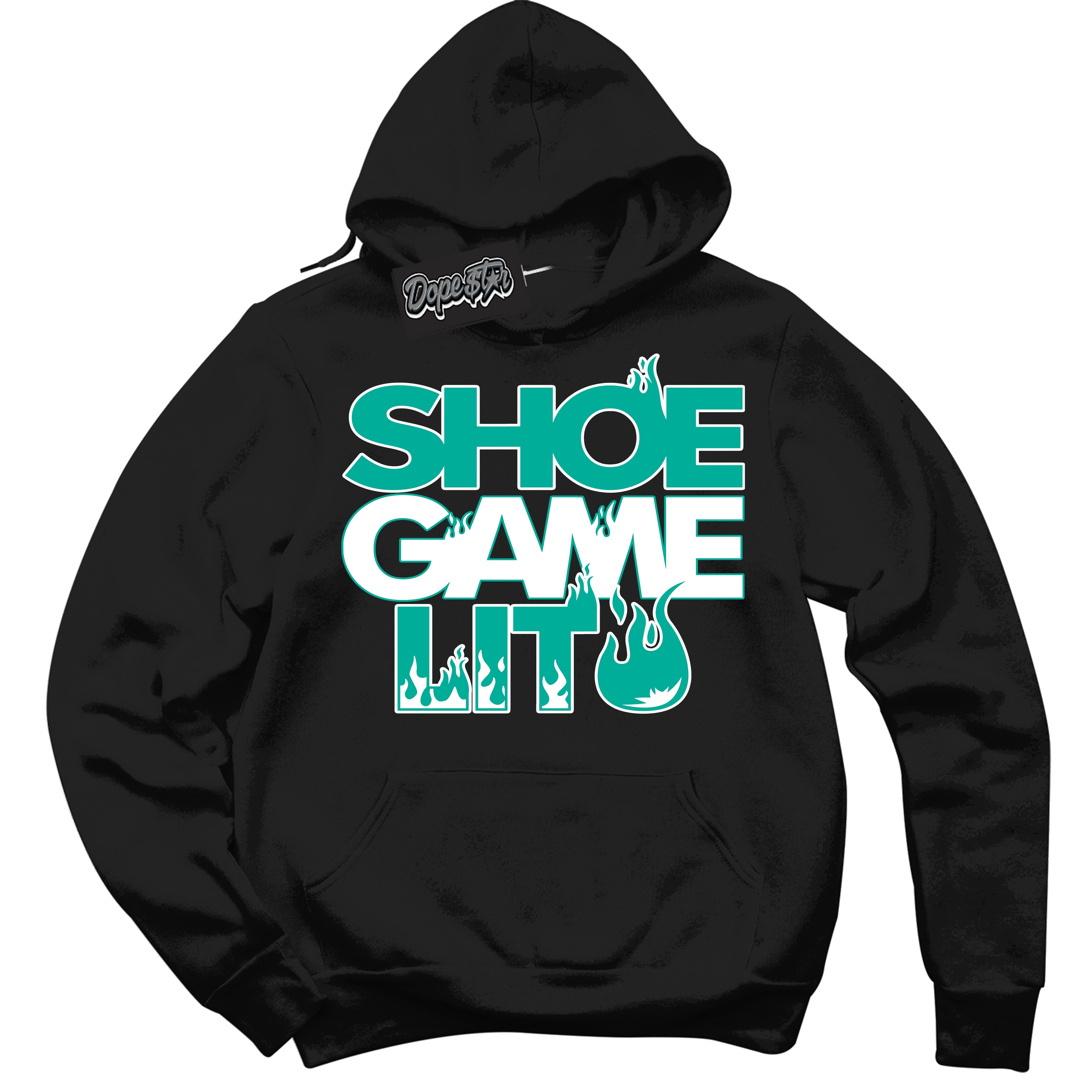 Cool Black Hoodie with “ Shoe Game Lit '' design that Perfectly Matches  Clear Jade 1s Sneakers.