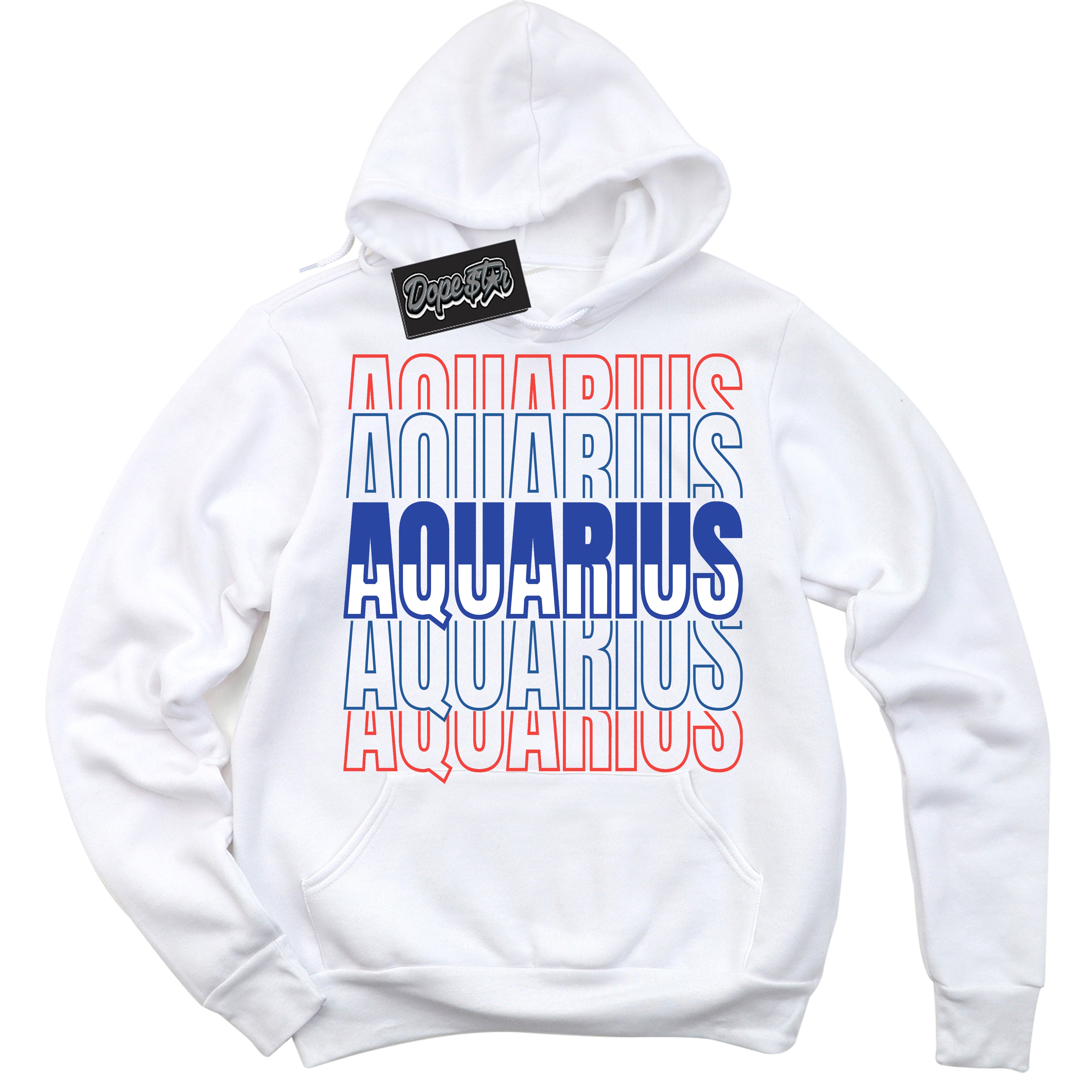 Cool White Hoodie with “ Aquarius '' design that Perfectly Matches  Ultramarine 180s Sneakers.