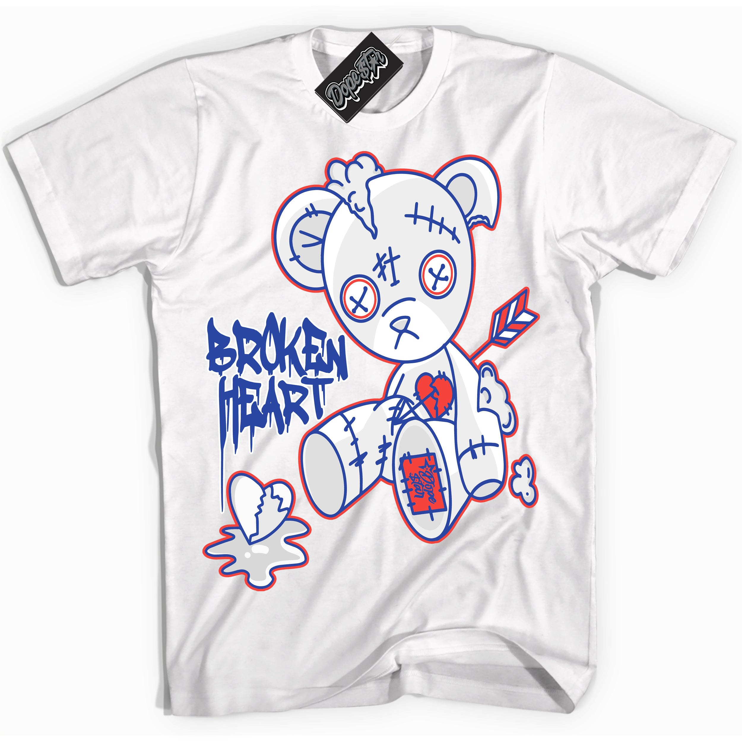 Cool White Shirt with “ Broken Heart Bear ” design that perfectly matches Ultramarine 180s Sneakers.