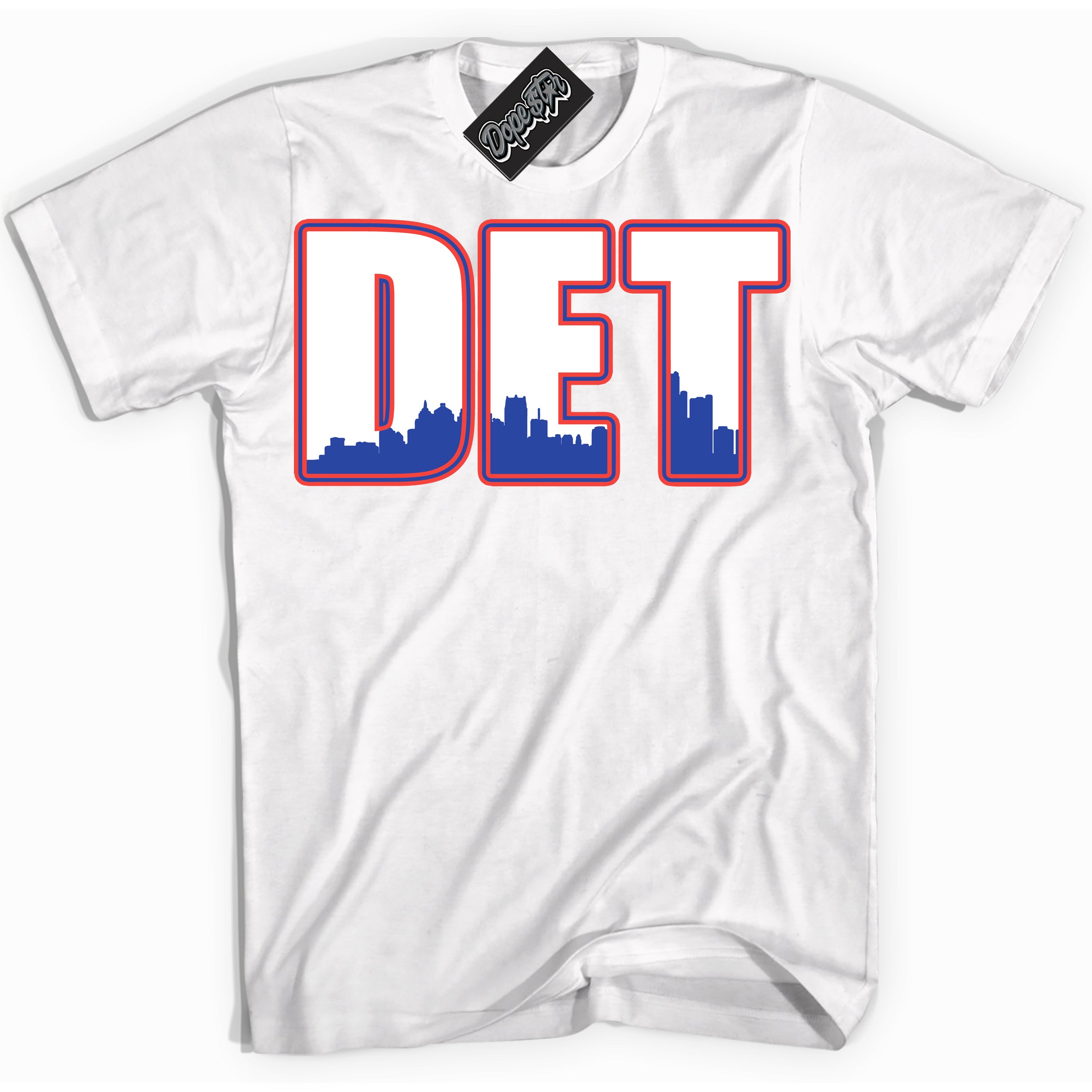 Cool White Shirt with “ Detroit ” design that perfectly matches Ultramarine 180s Sneakers.