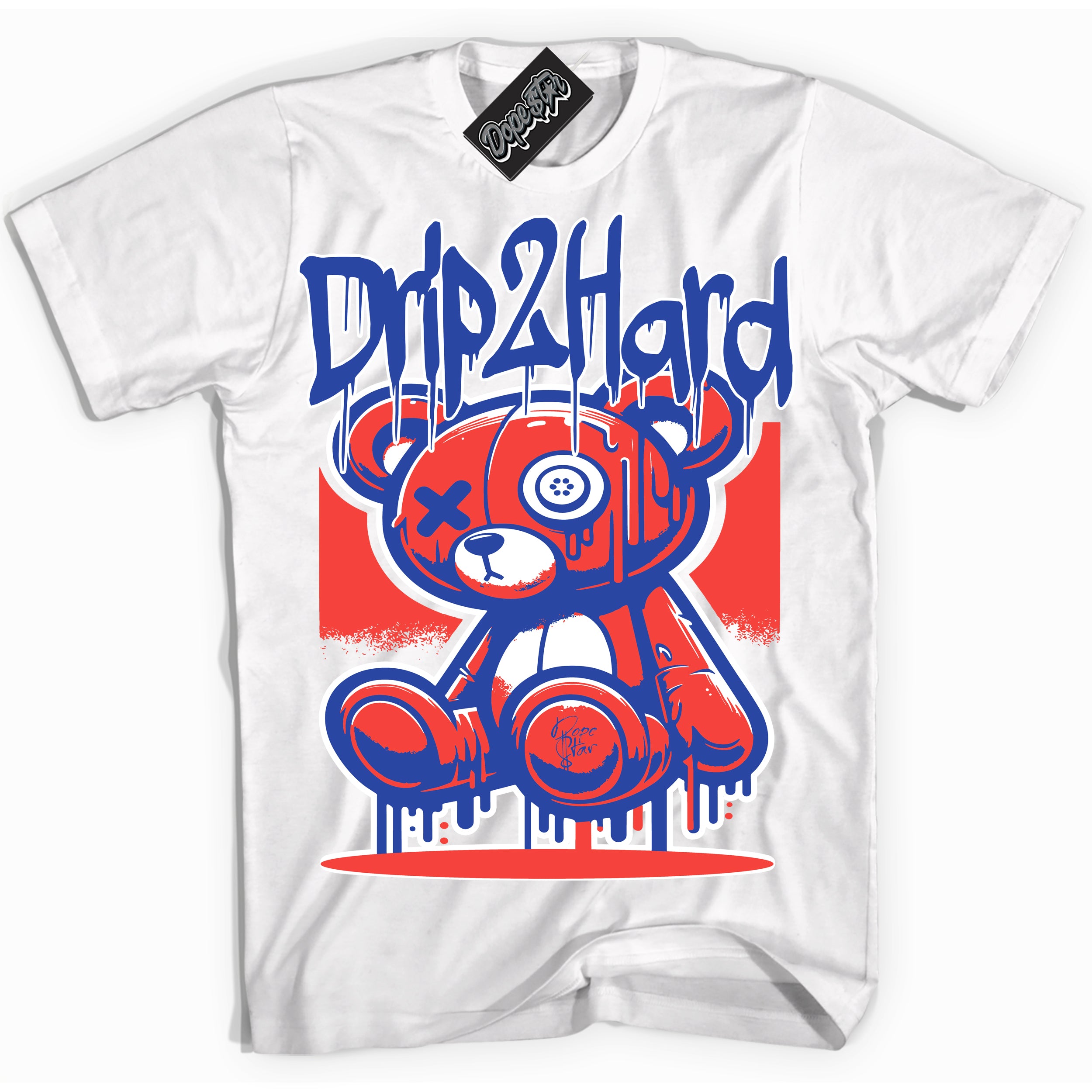 Cool White Shirt with “ Drip 2 Hard ” design that perfectly matches Ultramarine 180s Sneakers.