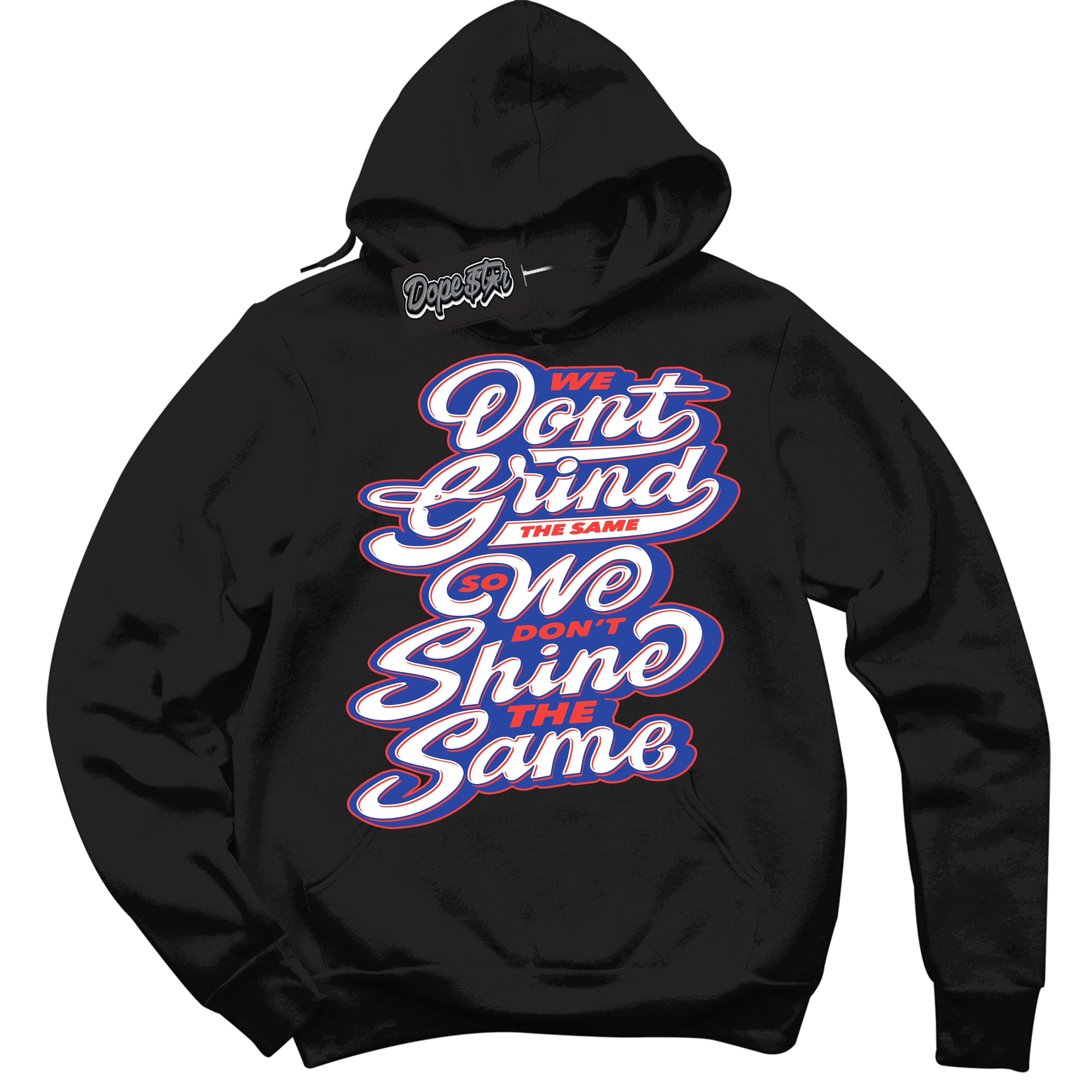 Cool Black Hoodie with “ Grind Shine '' design that Perfectly Matches  Ultramarine 180s Sneakers.