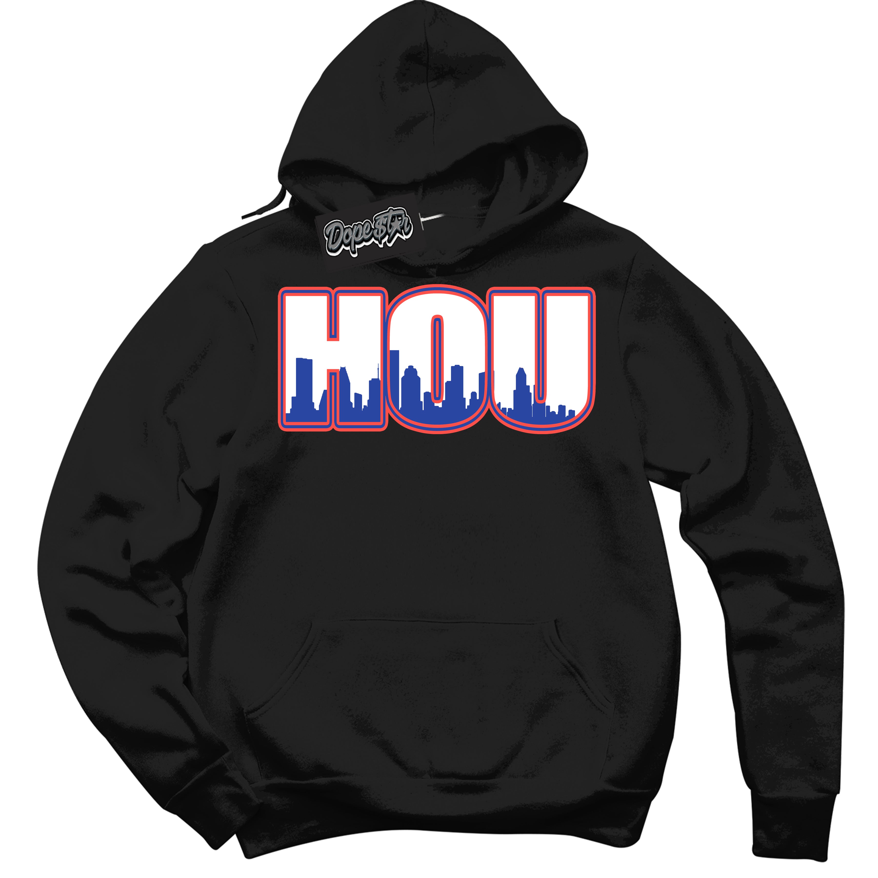 Cool Black Hoodie with “ Houston '' design that Perfectly Matches  Ultramarine 180s Sneakers.