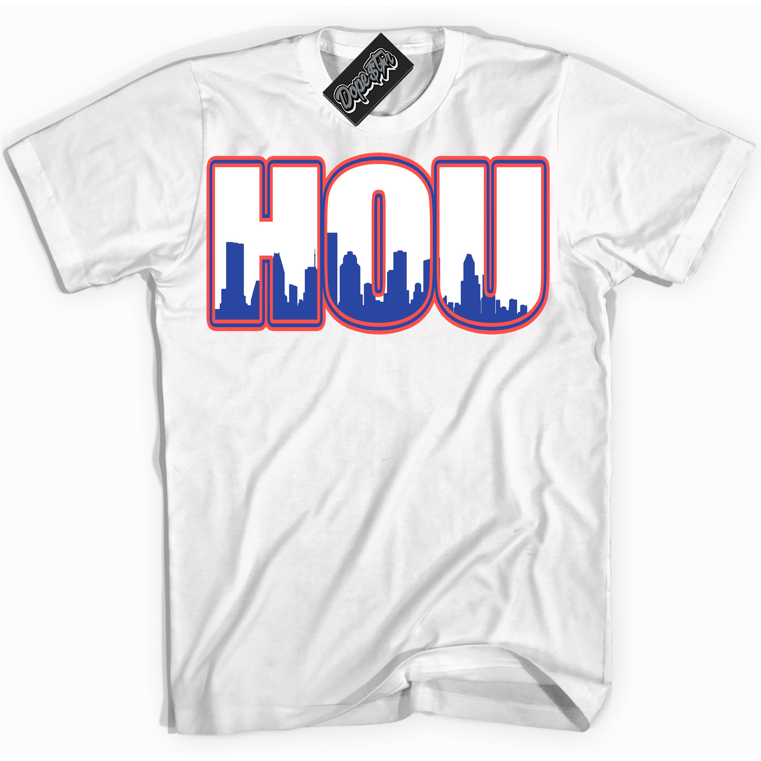 Cool White Shirt with “ Houston ” design that perfectly matches Ultramarine 180s Sneakers.