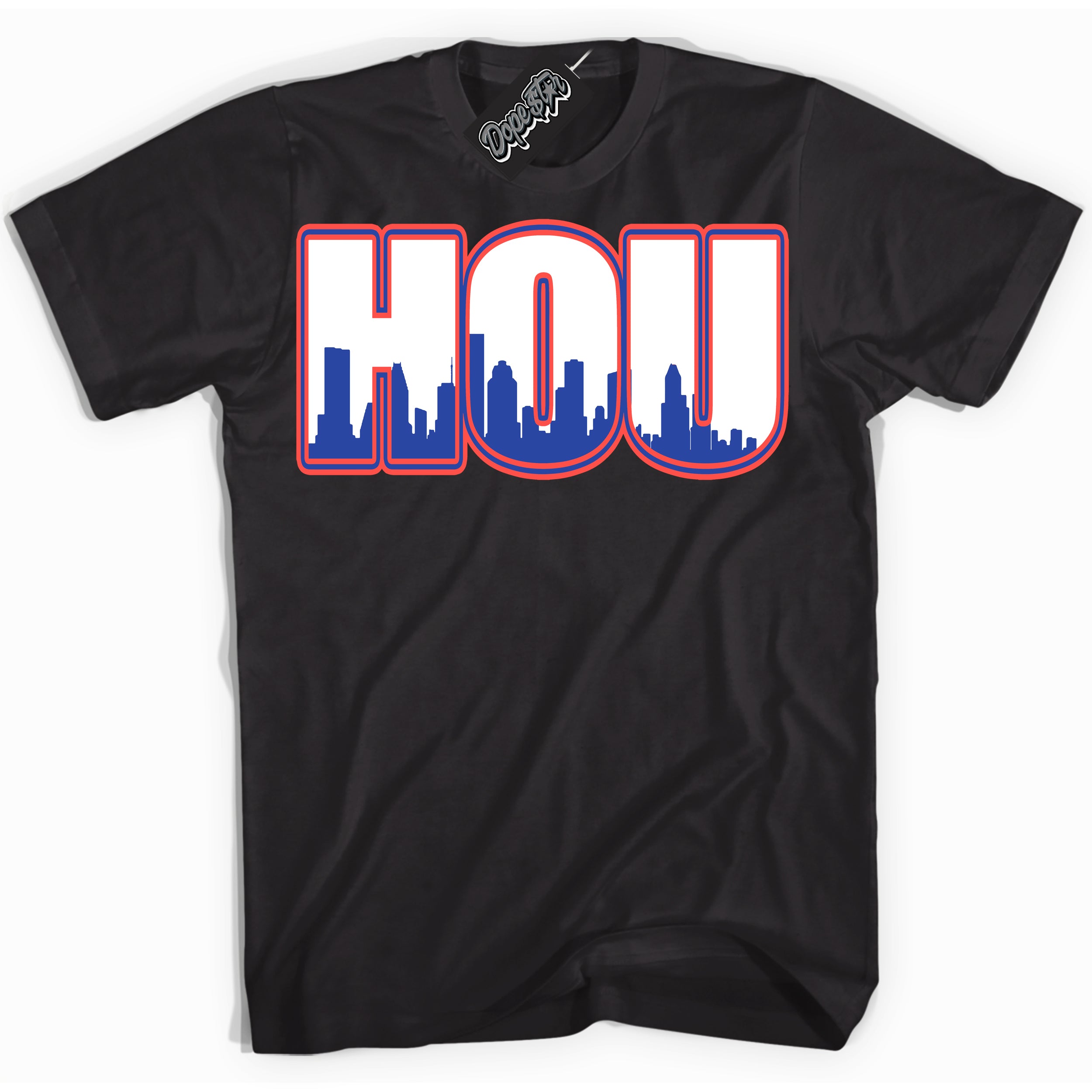 Cool Black Shirt with “ Houston ” design that perfectly matches Ultramarine 180s Sneakers.