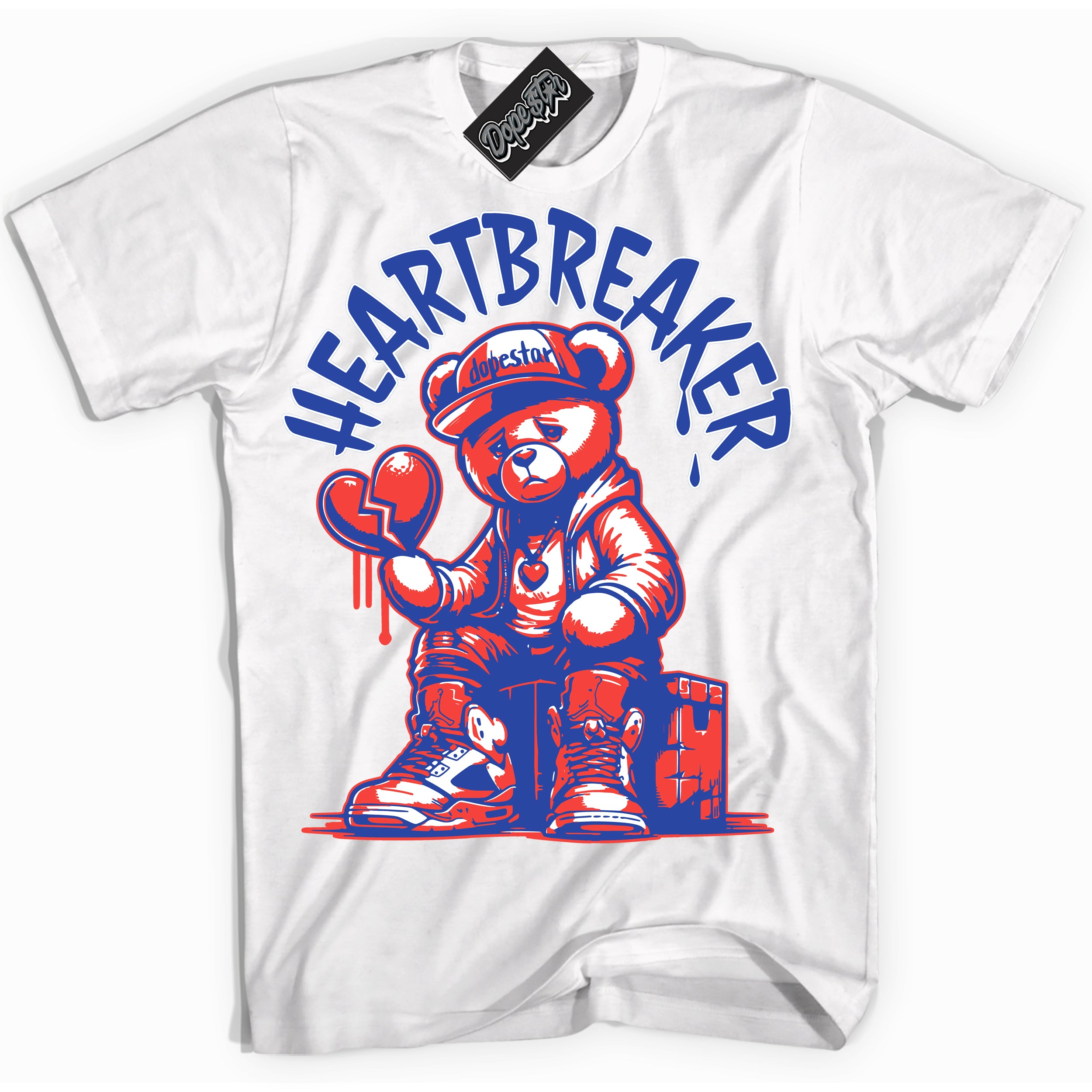 Cool White Shirt with “ Heartbreaker Bear ” design that perfectly matches Ultramarine 180s Sneakers.