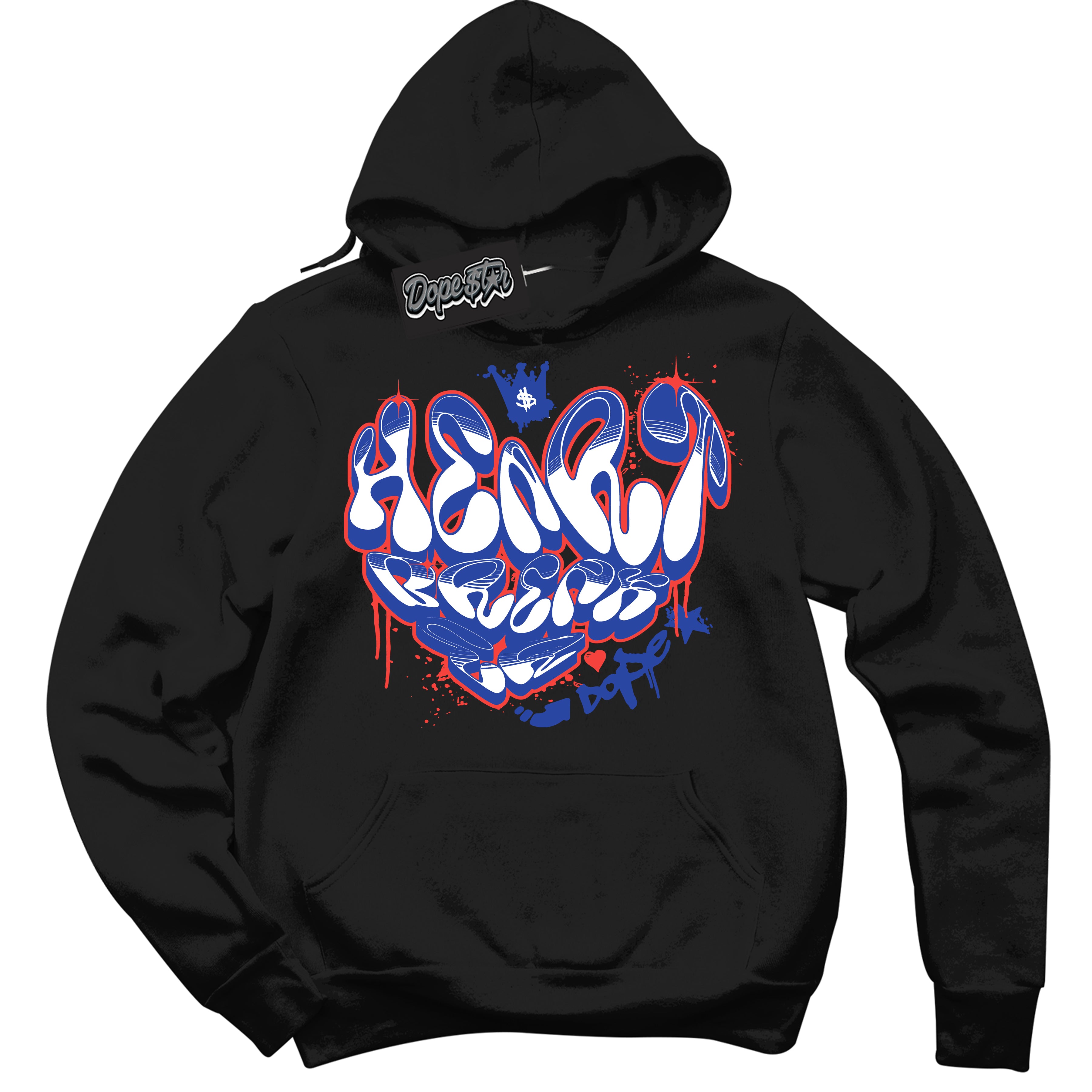 Cool Black Hoodie with “ Heartbreaker Graffiti '' design that Perfectly Matches  Ultramarine 180s Sneakers.