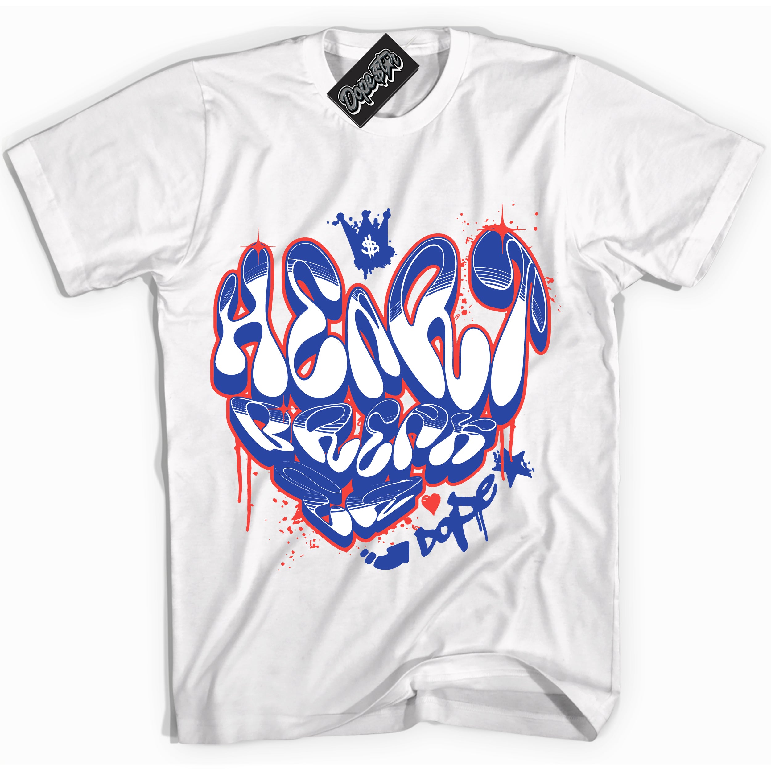 Cool White Shirt with “ Heartbreaker Graffiti ” design that perfectly matches Ultramarine 180s Sneakers.