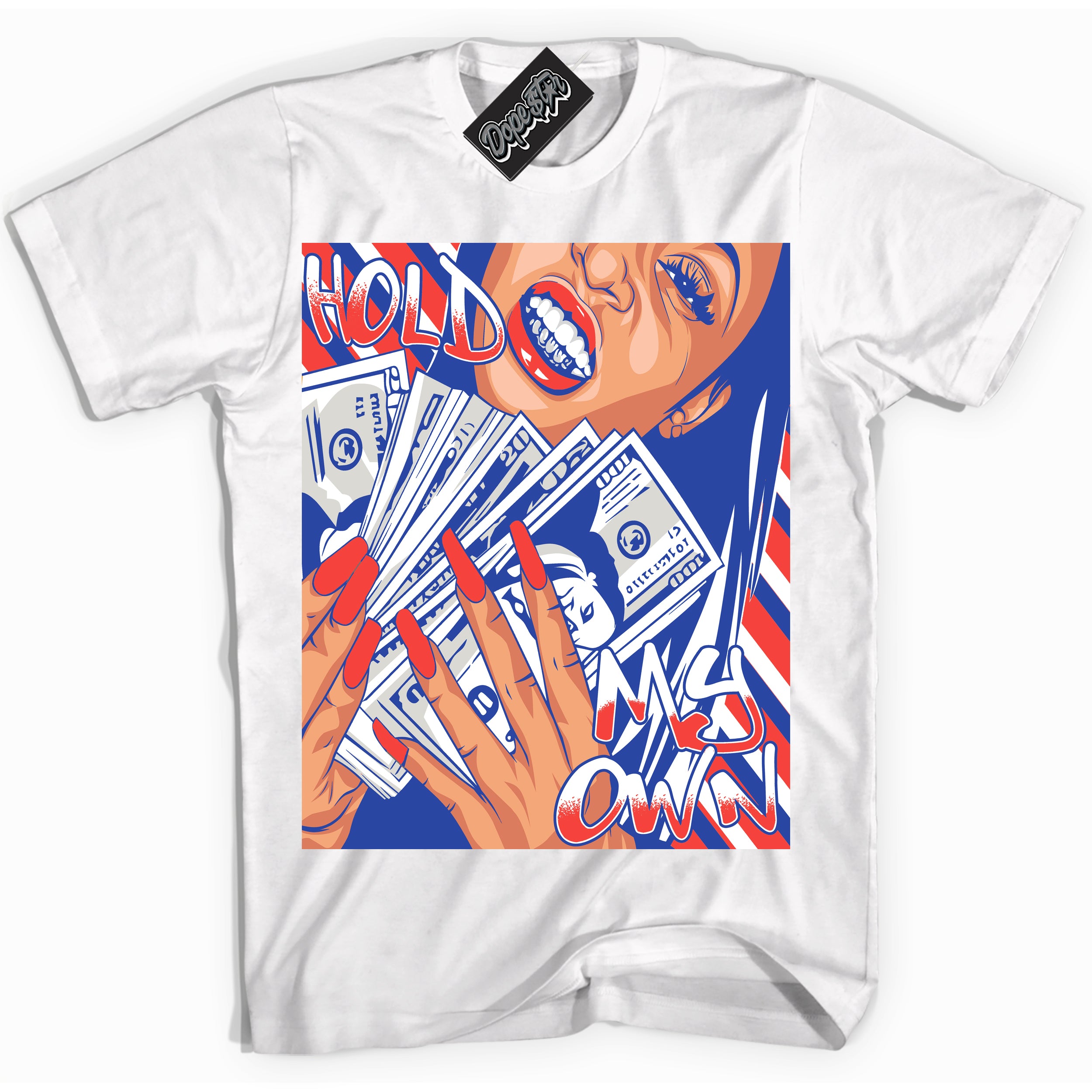 Cool White Shirt with “ Hold My Own ” design that perfectly matches Ultramarine 180s Sneakers.