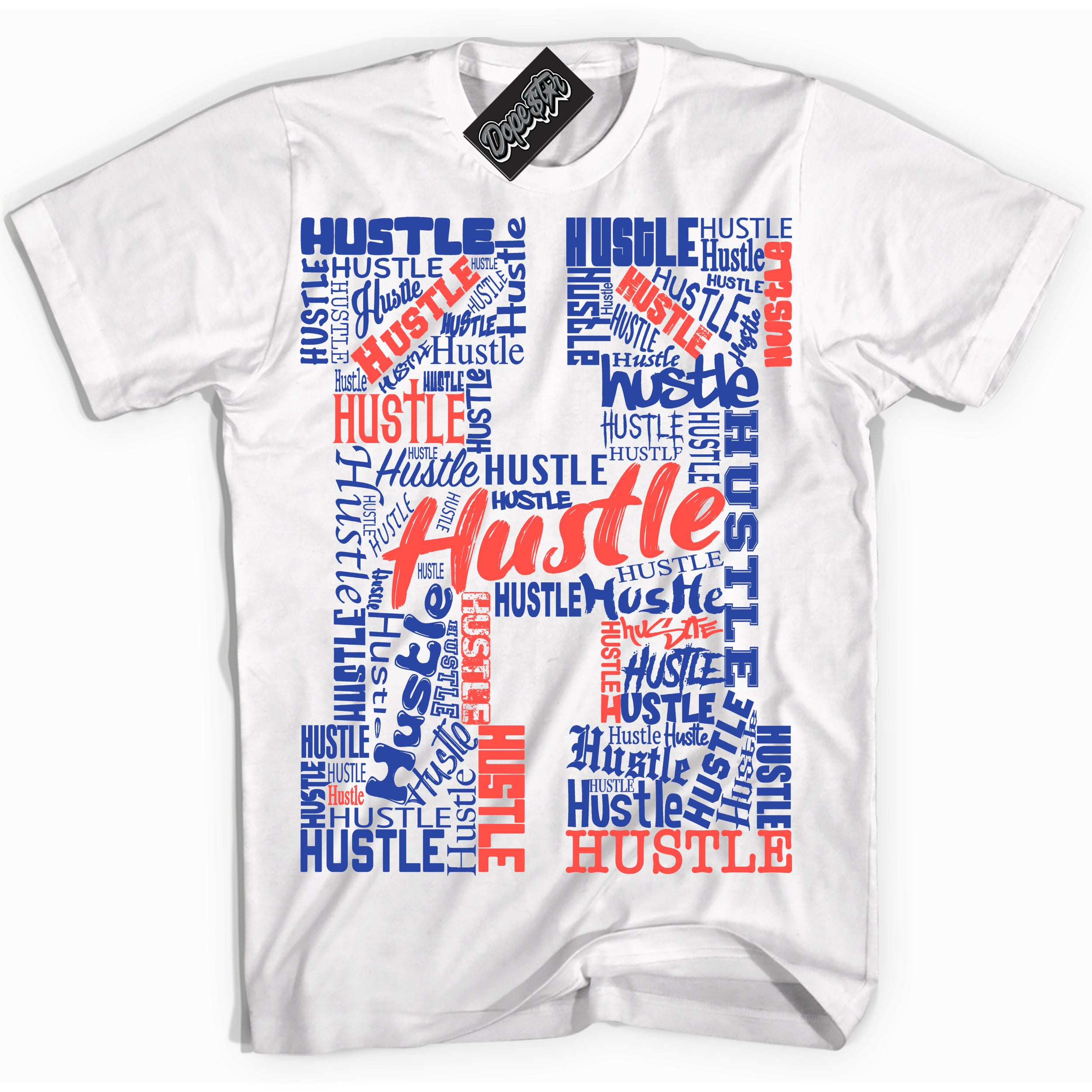 Cool White Shirt with “ Hustle H ” design that perfectly matches Ultramarine 180s Sneakers.