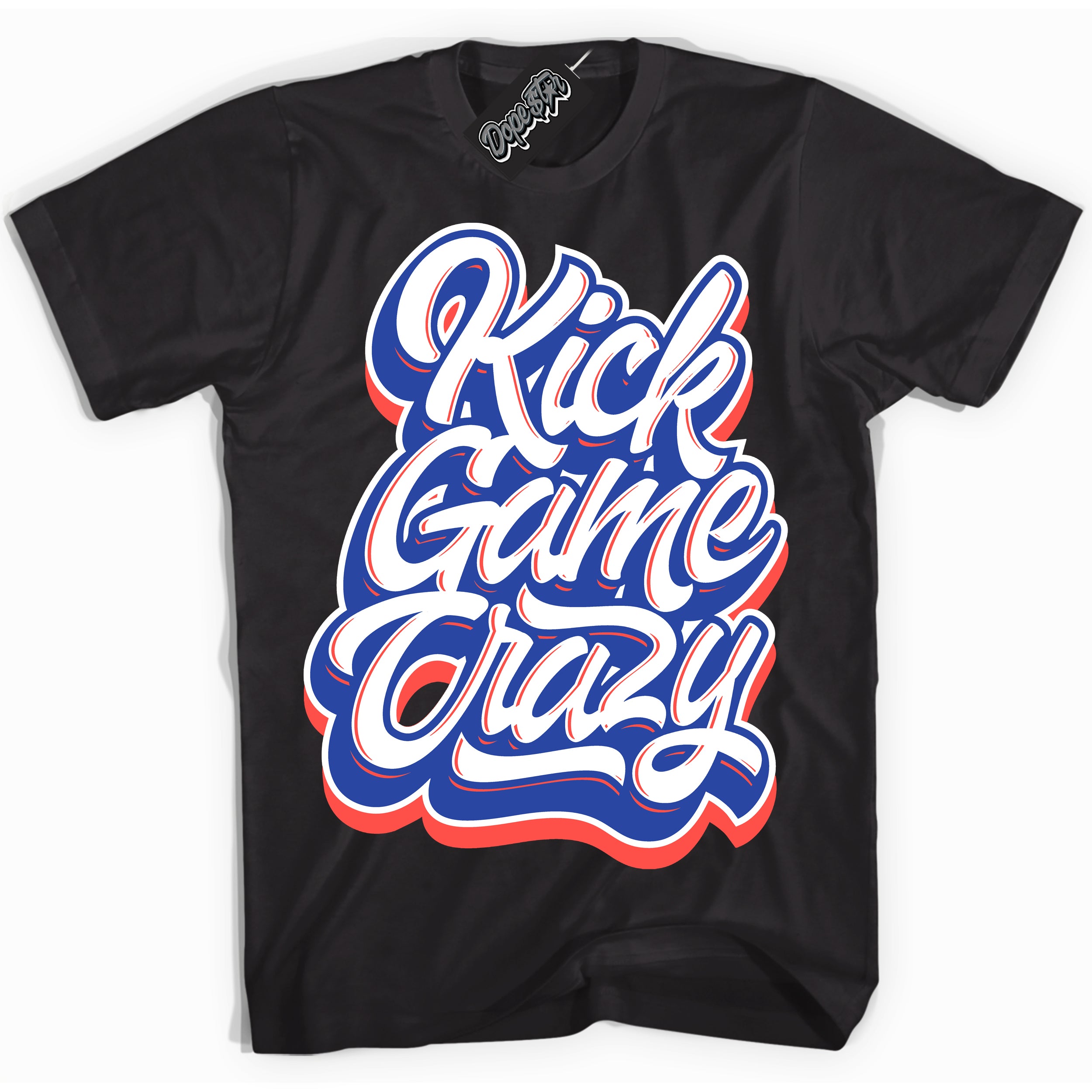 Cool Black Shirt with “ Kick Game Crazy ” design that perfectly matches Ultramarine 180s Sneakers.