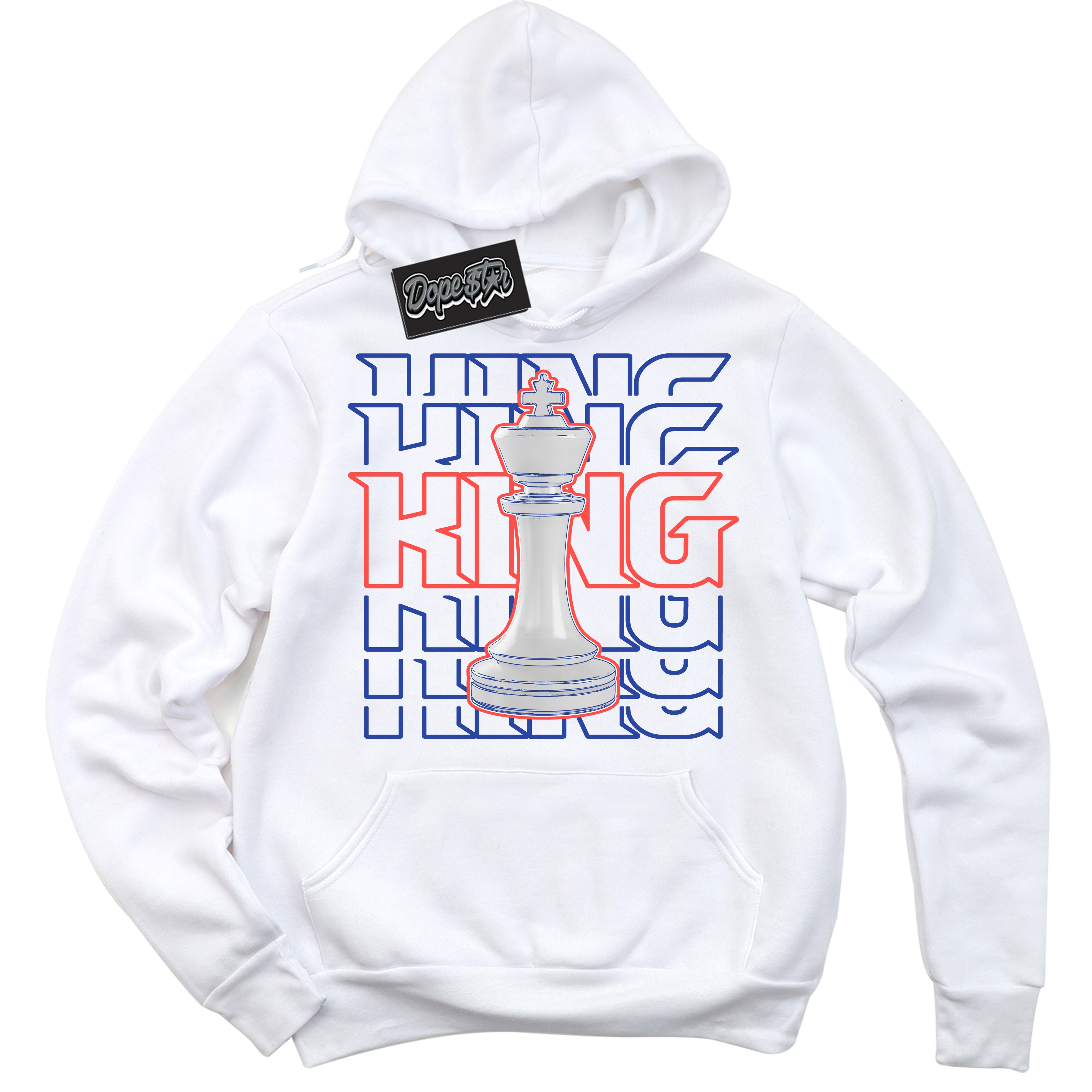 Cool White Hoodie with “ King Chess '' design that Perfectly Matches  Ultramarine 180s Sneakers.