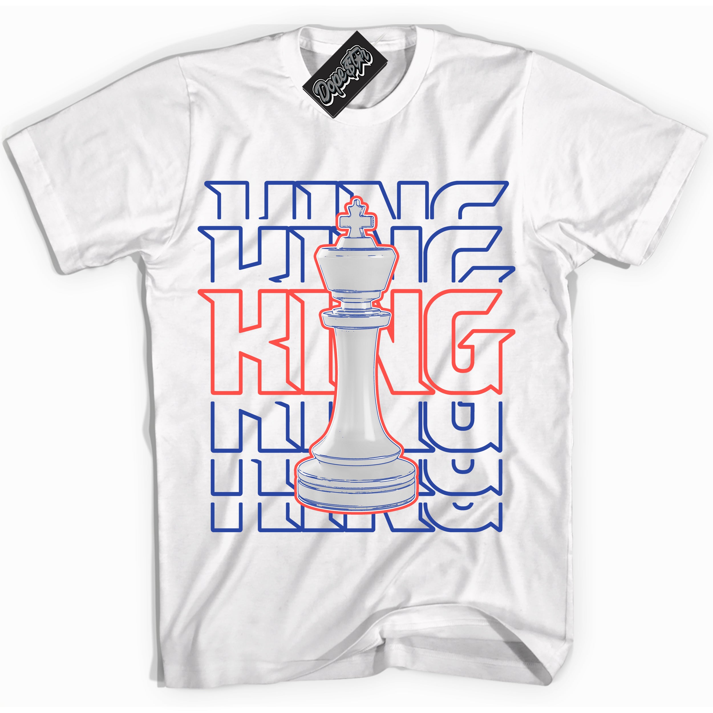 Cool White Shirt with “ King Chess ” design that perfectly matches Ultramarine 180s Sneakers.