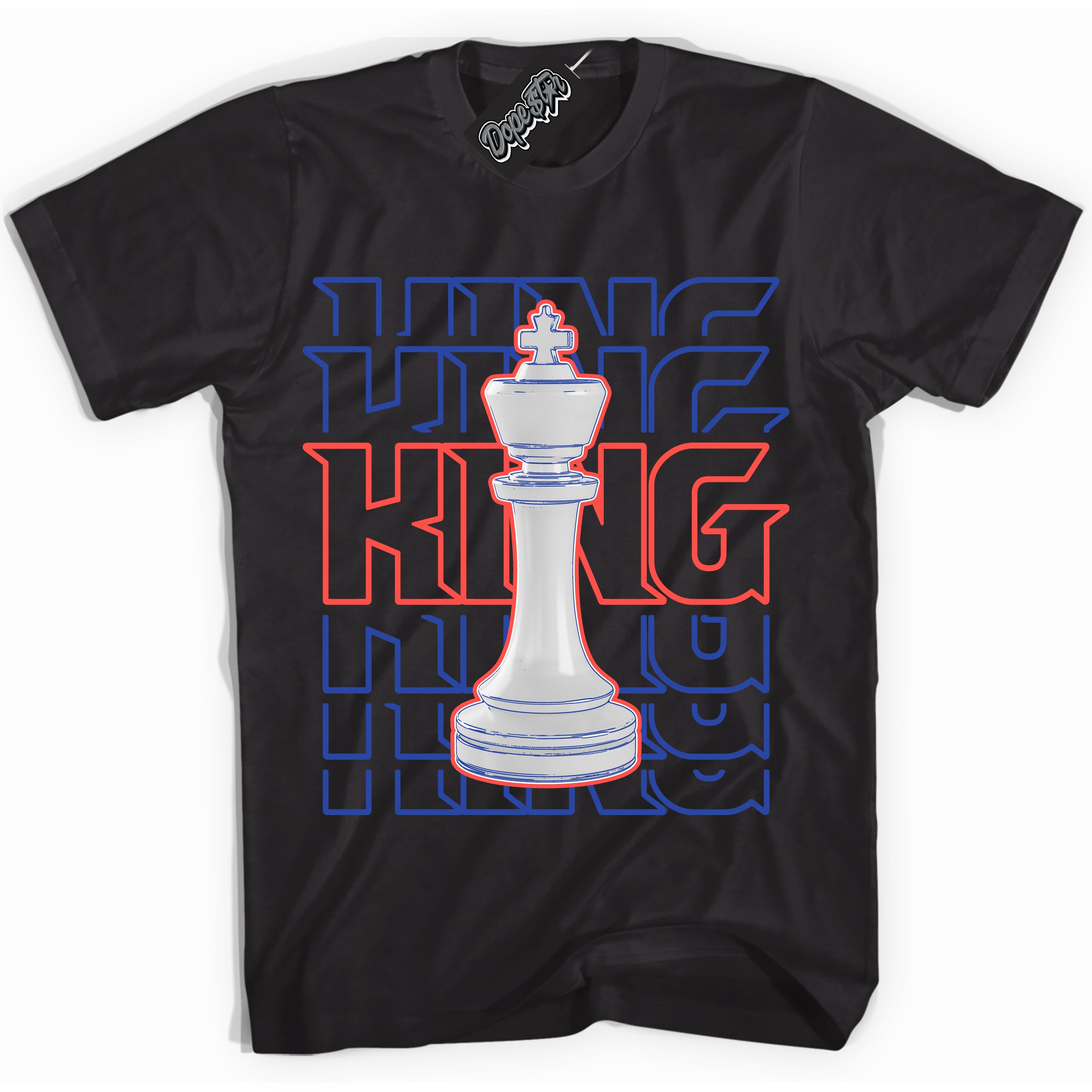 Cool Black Shirt with “ King Chess ” design that perfectly matches Ultramarine 180s Sneakers.