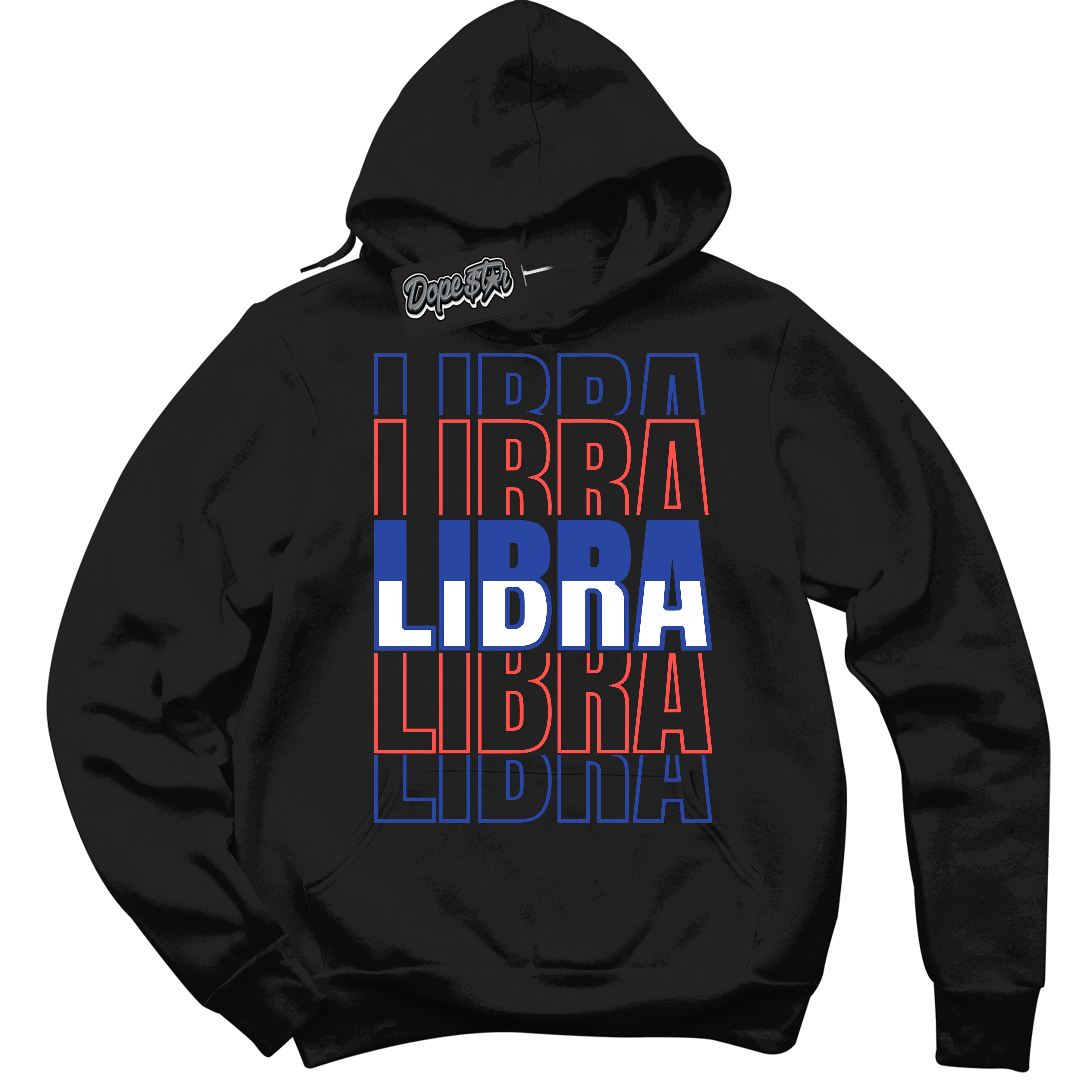 Cool Black Hoodie with “ Libra '' design that Perfectly Matches  Ultramarine 180s Sneakers.