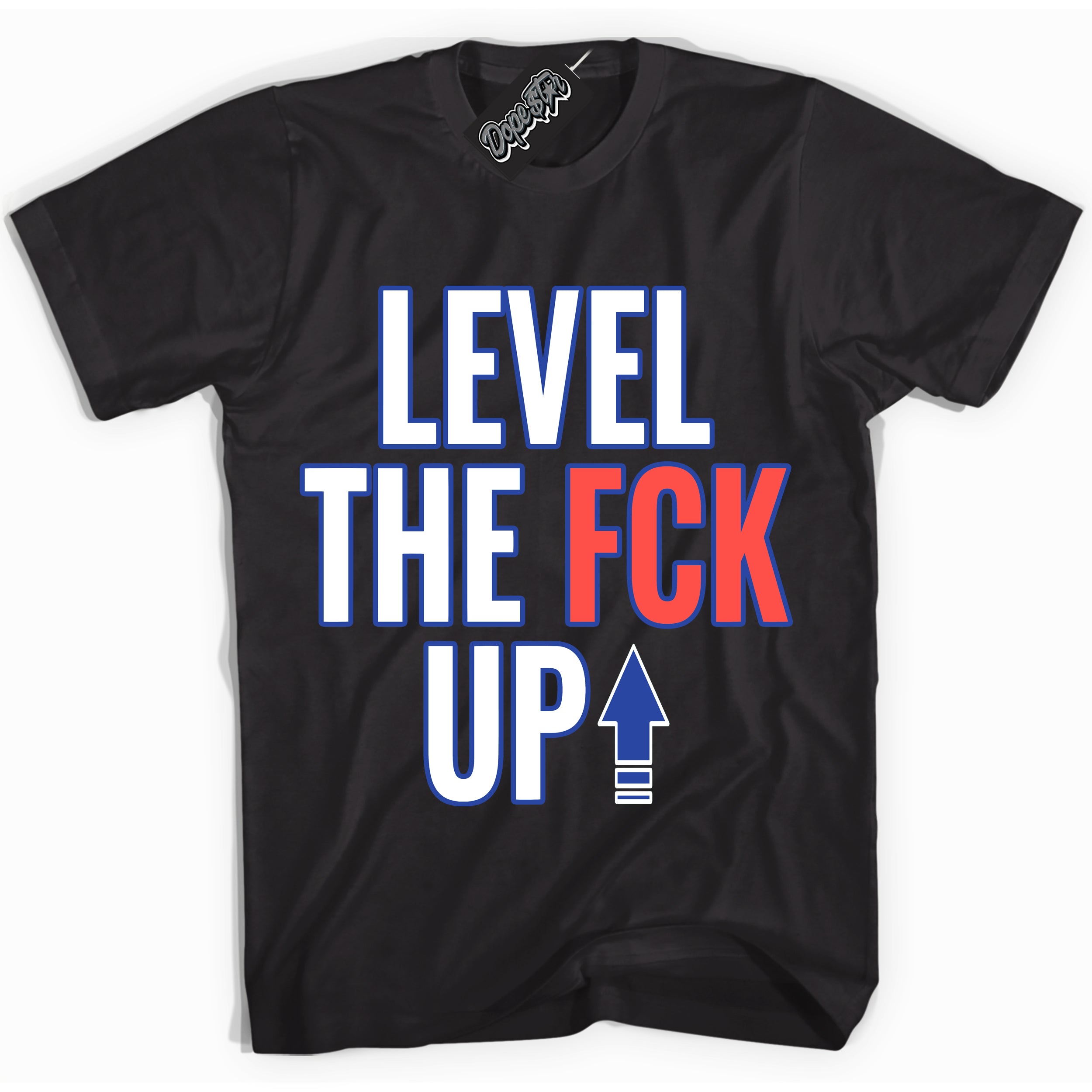 Cool Black Shirt with “ Level The Fck Up ” design that perfectly matches Ultramarine 180s Sneakers.