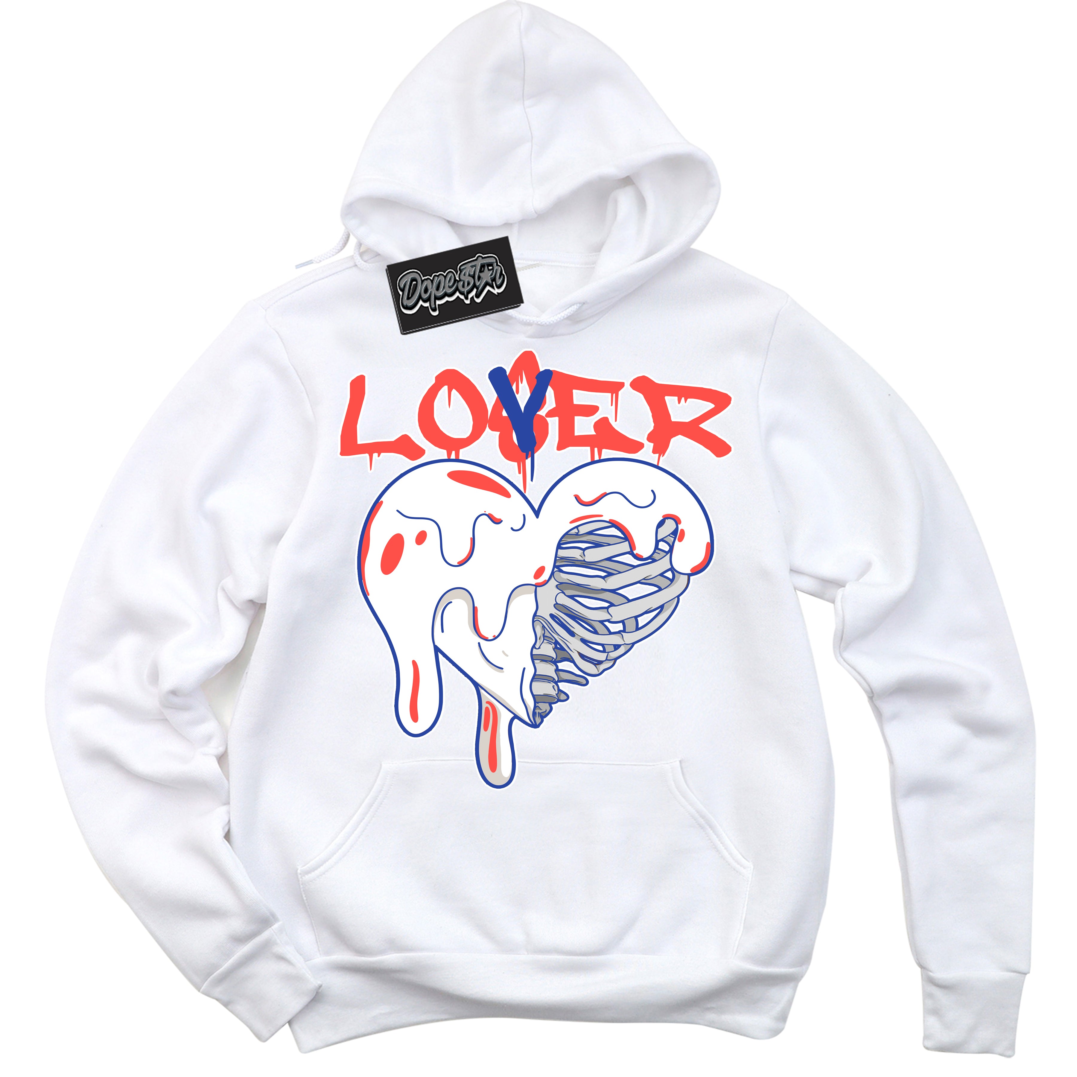 Cool White Hoodie with “ Lover Loser '' design that Perfectly Matches  Ultramarine 180s Sneakers.