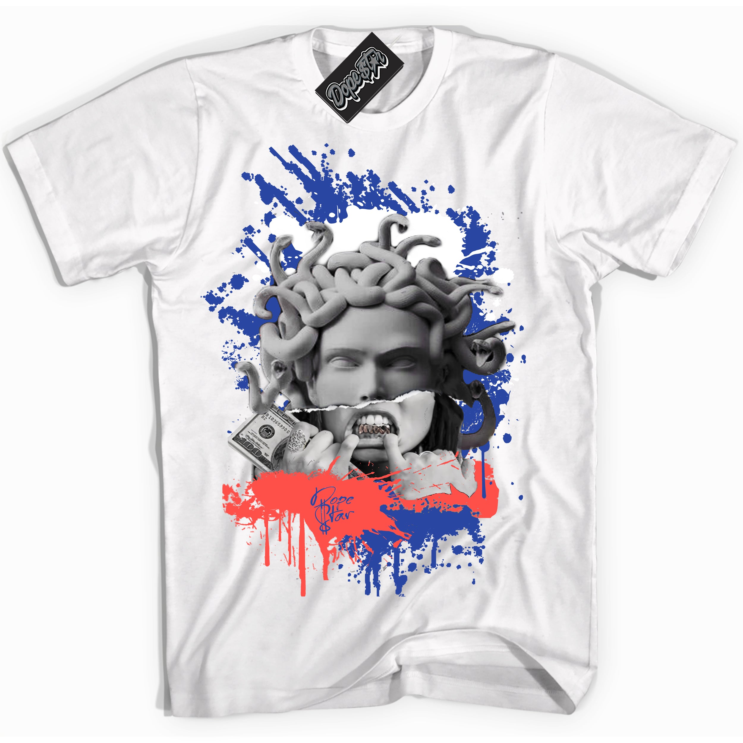 Cool White Shirt with “ Medusa ” design that perfectly matches Ultramarine 180s Sneakers.