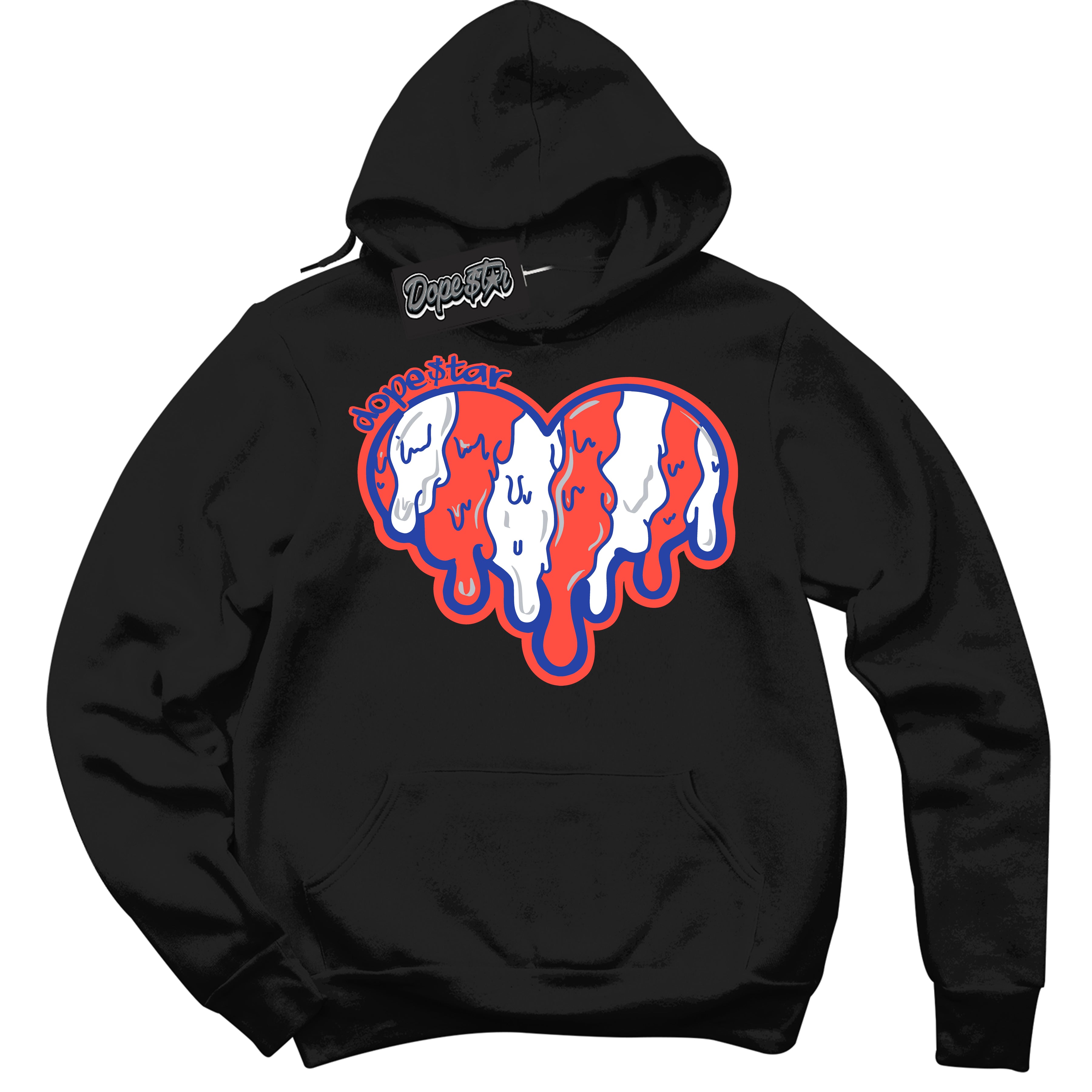 Cool Black Hoodie with “ Melting Heart '' design that Perfectly Matches  Ultramarine 180s Sneakers.