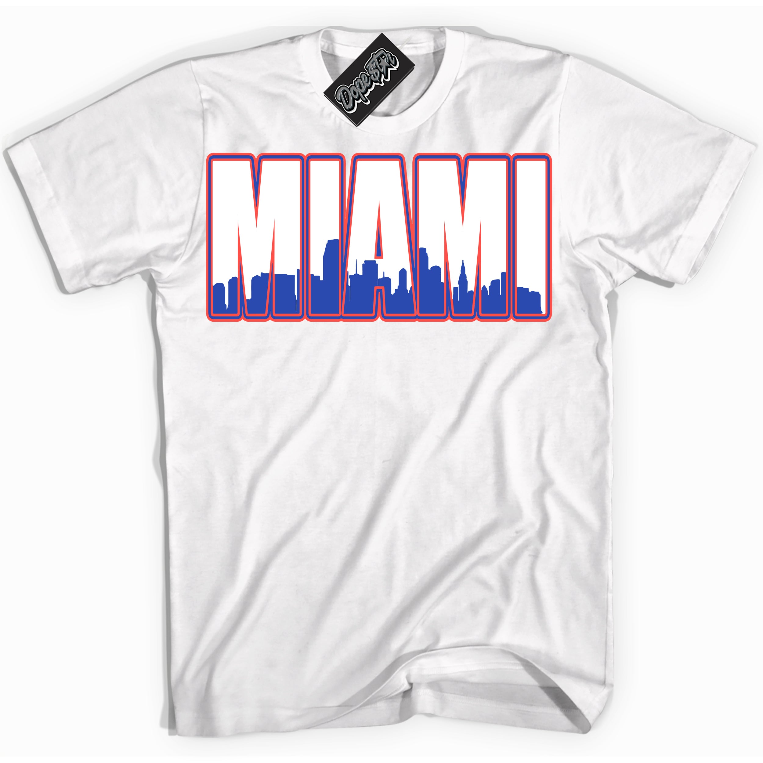 Cool White Shirt with “ Miami ” design that perfectly matches Ultramarine 180s Sneakers.