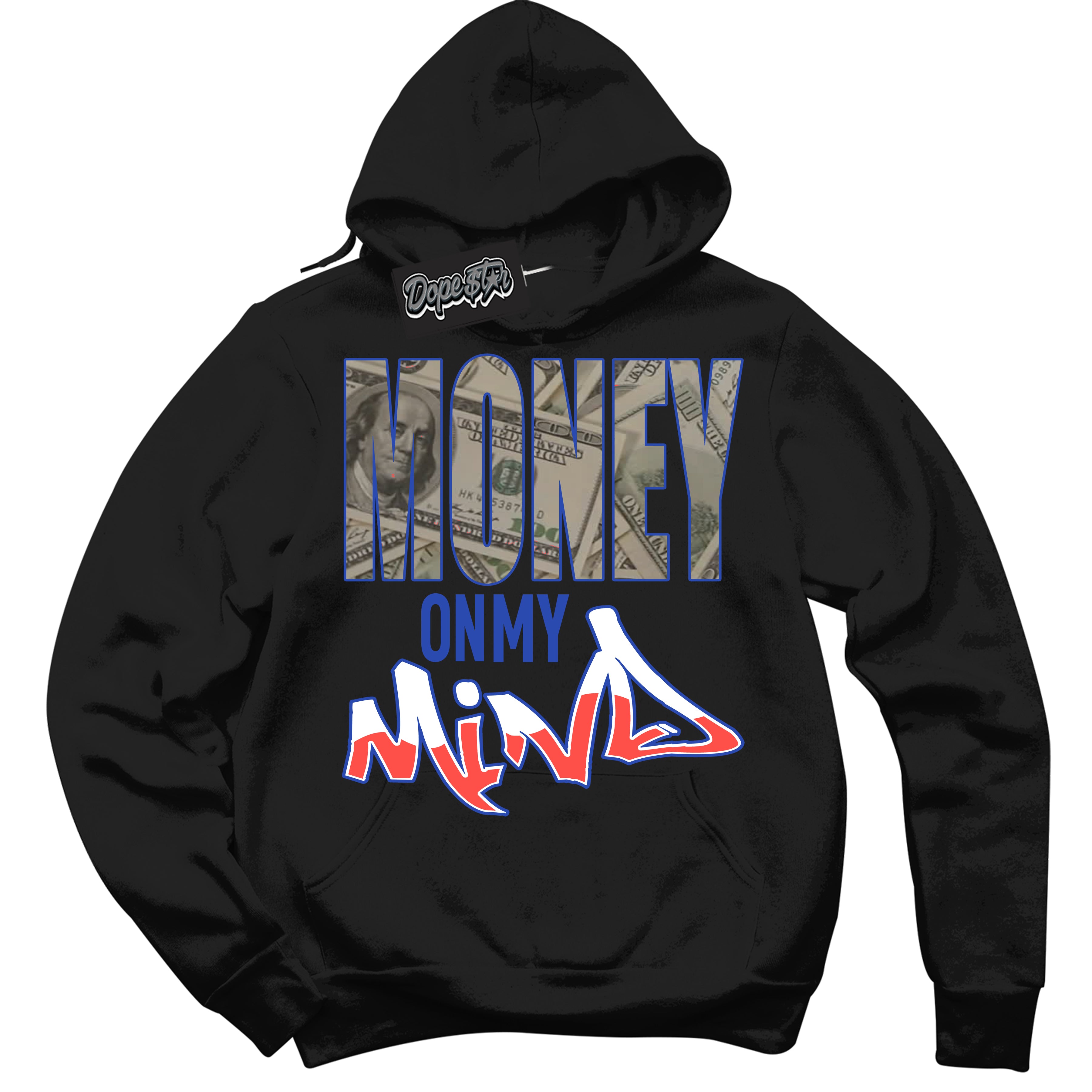 Cool Black Hoodie with “ Money On My Mind '' design that Perfectly Matches  Ultramarine 180s Sneakers.