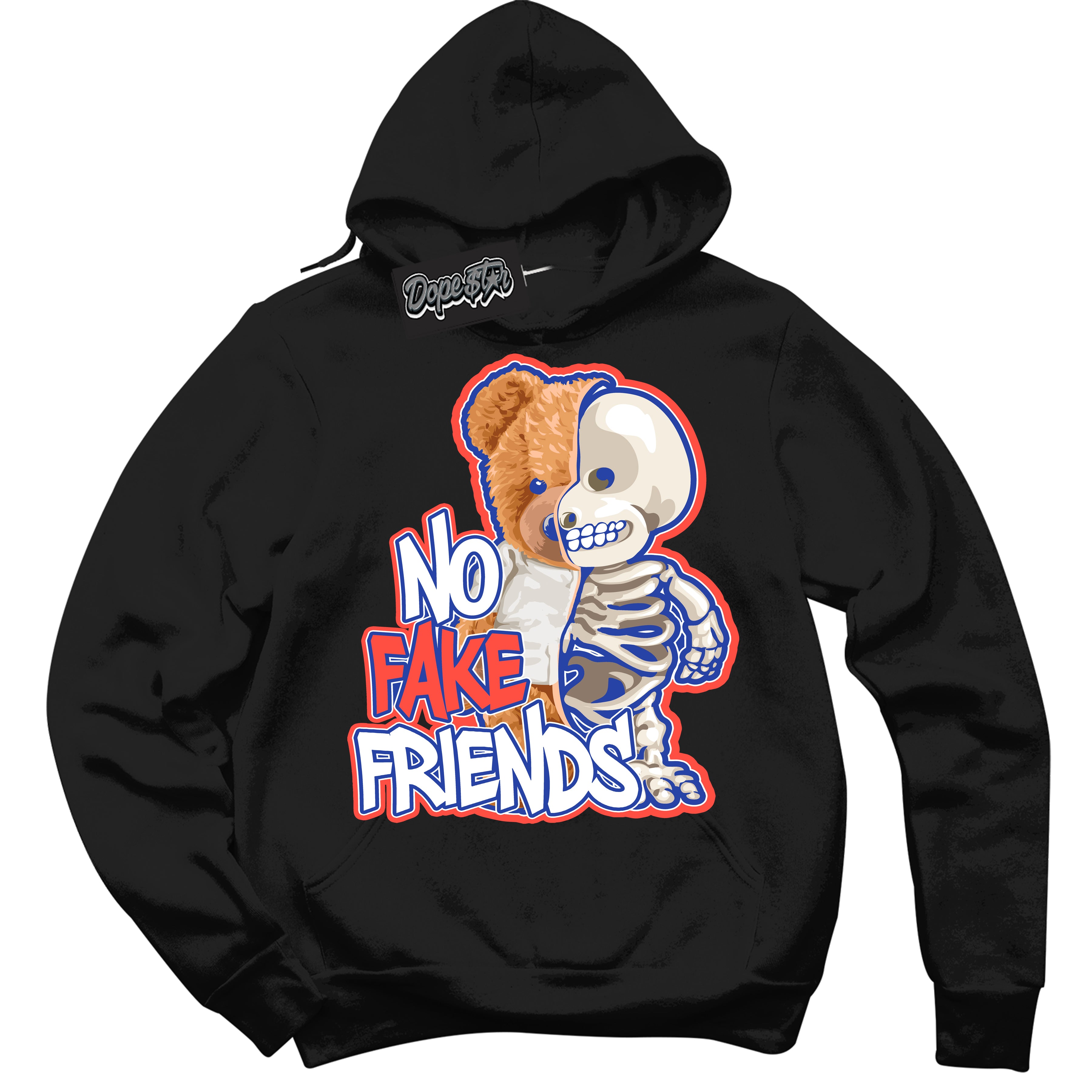 Cool Black Hoodie with “ No Fake Friends '' design that Perfectly Matches  Ultramarine 180s Sneakers.