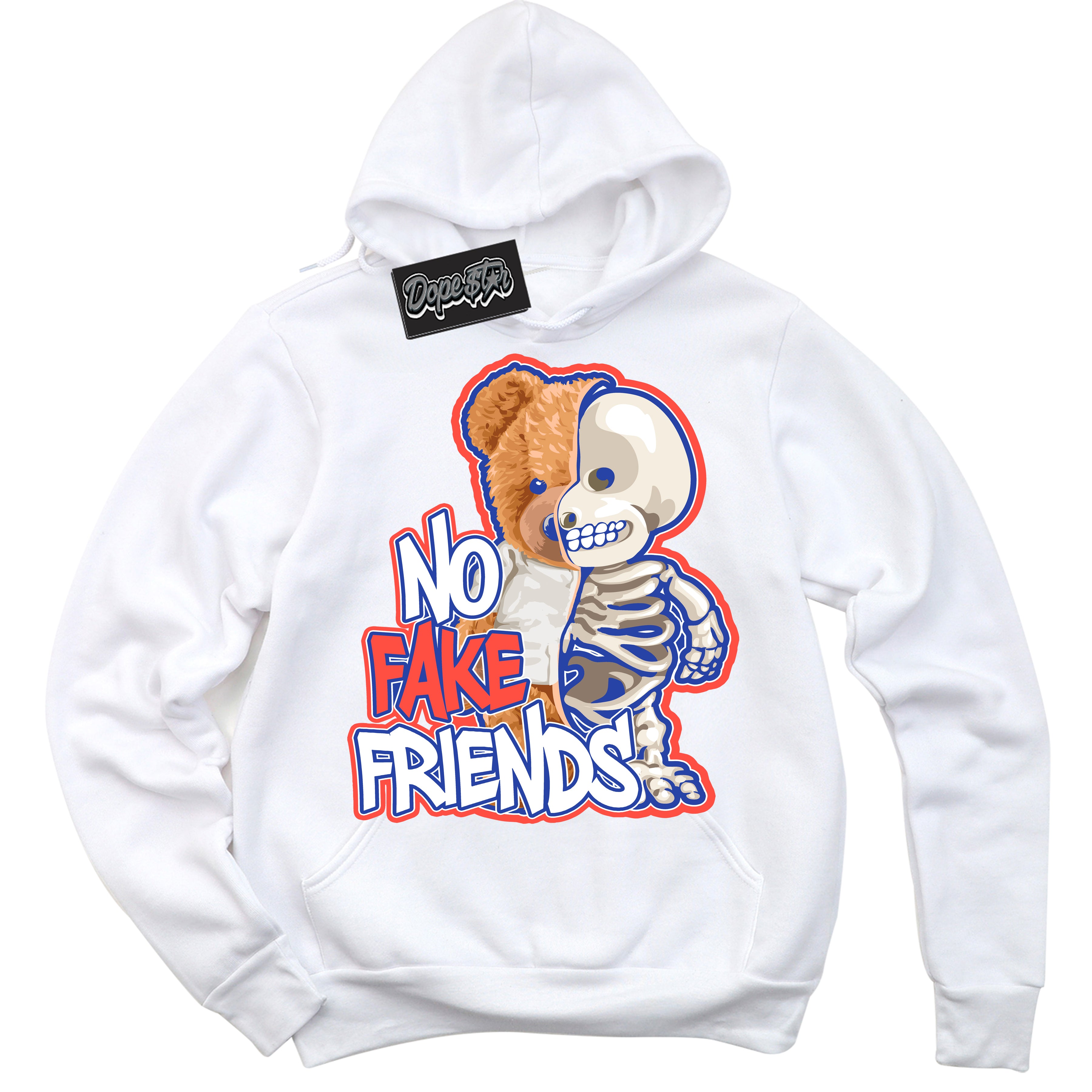 Cool White Hoodie with “ No Fake Friends '' design that Perfectly Matches  Ultramarine 180s Sneakers.