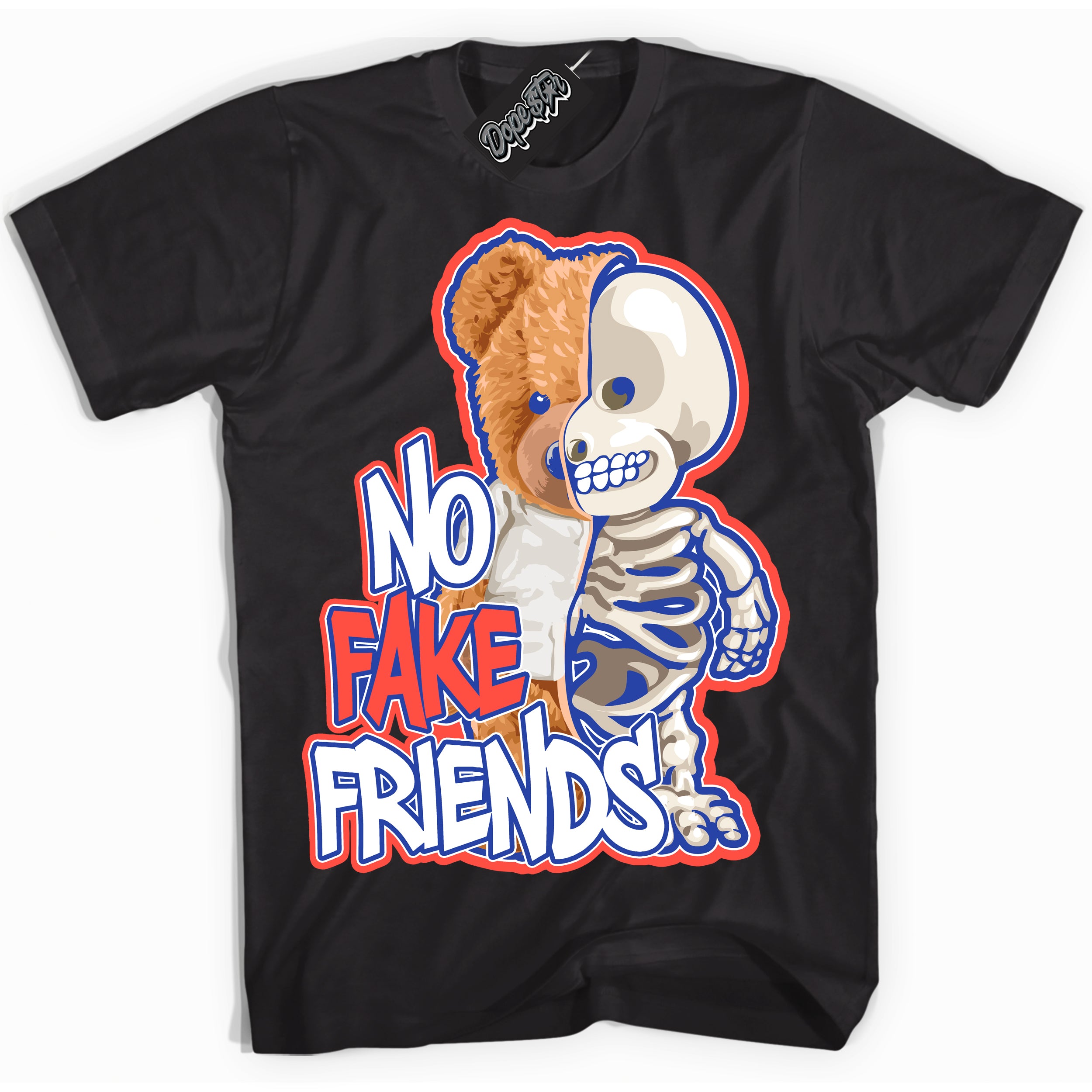 Cool Black Shirt with “ No Fake Friends ” design that perfectly matches Ultramarine 180s Sneakers.