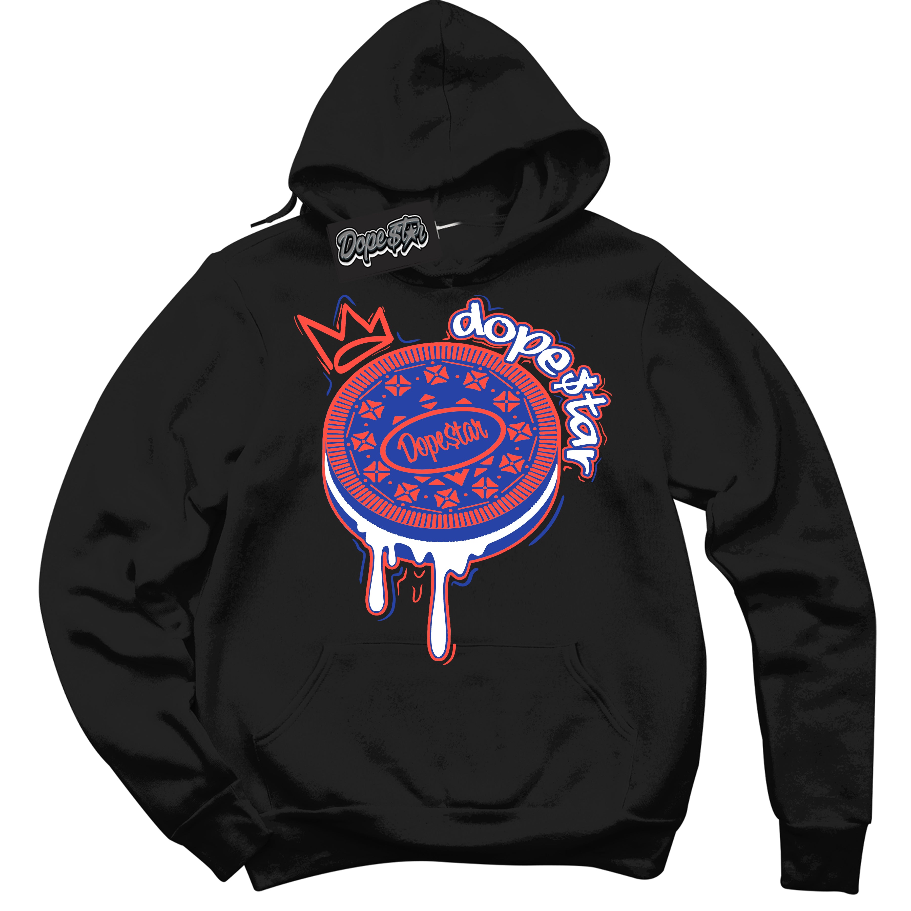 Cool Black Hoodie with “ Oreo DS '' design that Perfectly Matches  Ultramarine 180s Sneakers.