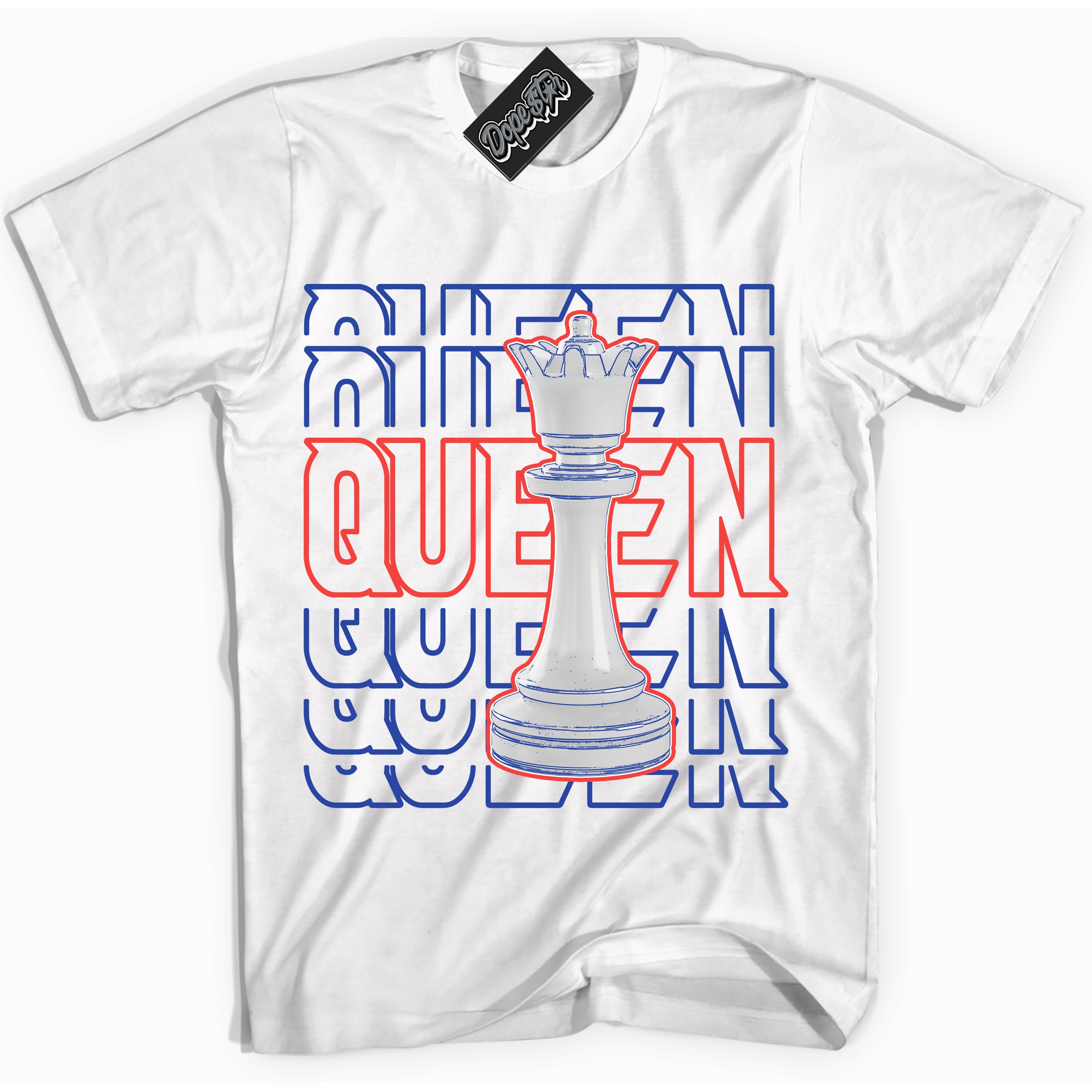 Cool White Shirt with “ Queen Chess ” design that perfectly matches Ultramarine 180s Sneakers.