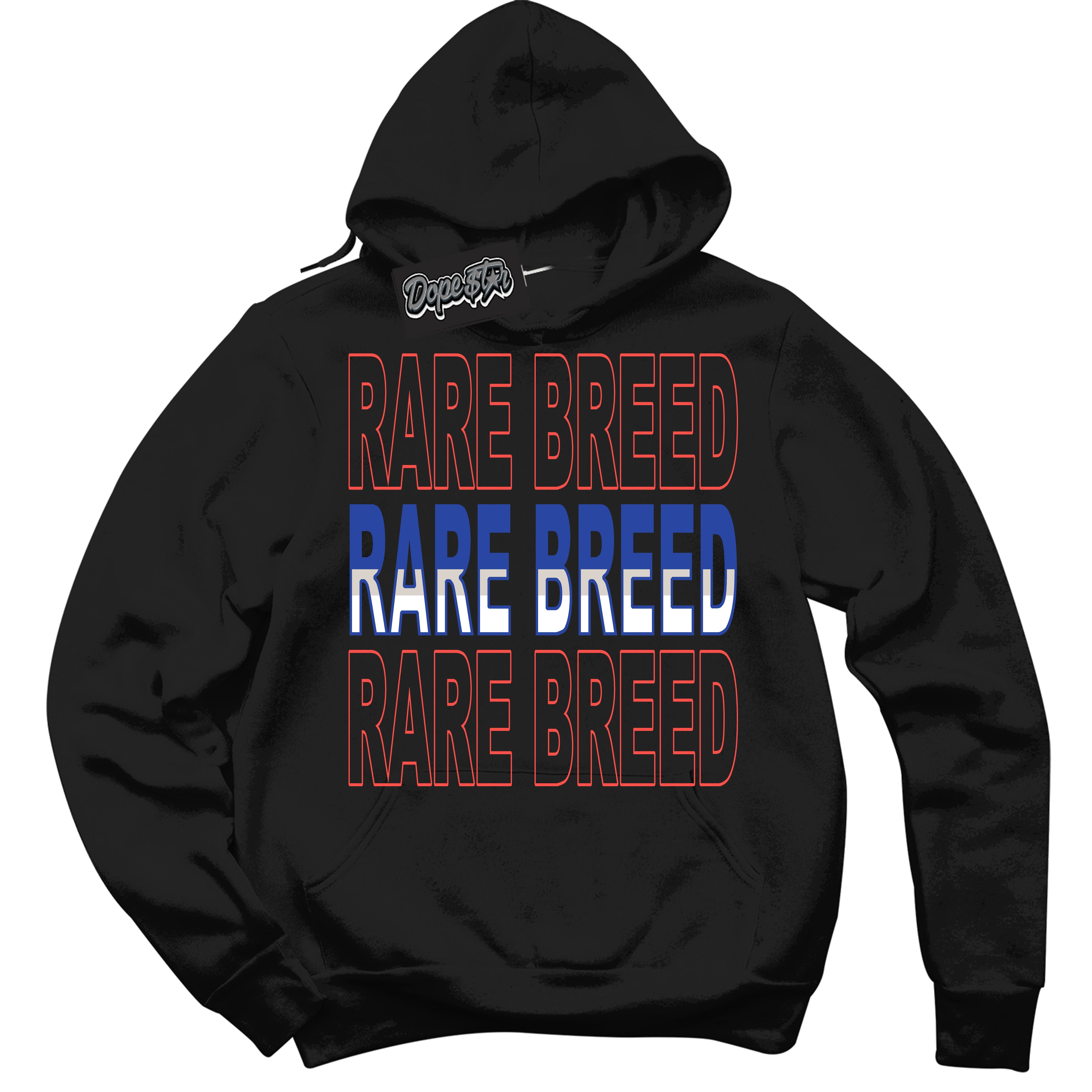 Cool Black Hoodie with “ Rare Breed '' design that Perfectly Matches  Ultramarine 180s Sneakers.