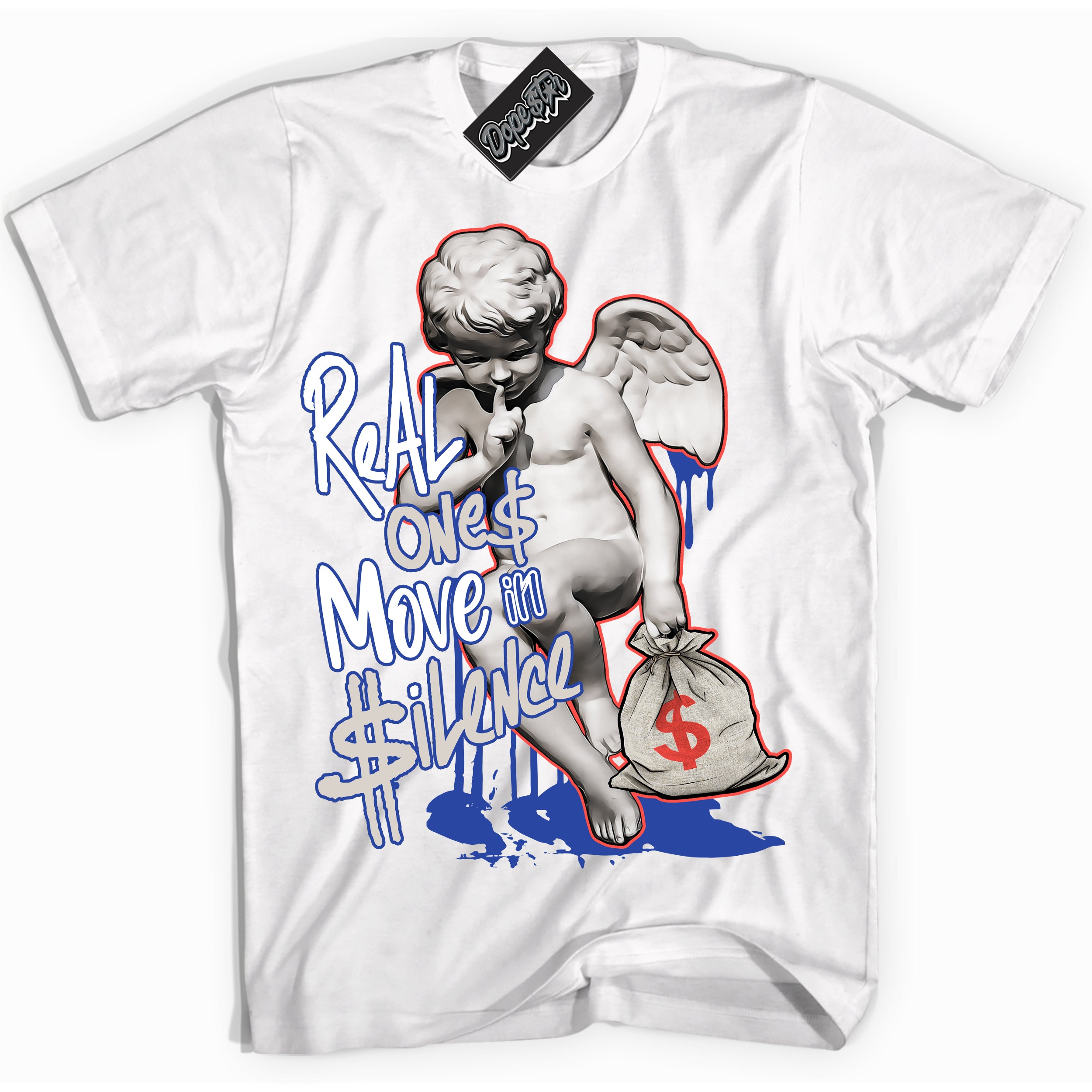 Cool White Shirt with “ Real Ones Cherub ” design that perfectly matches Ultramarine 180s Sneakers.