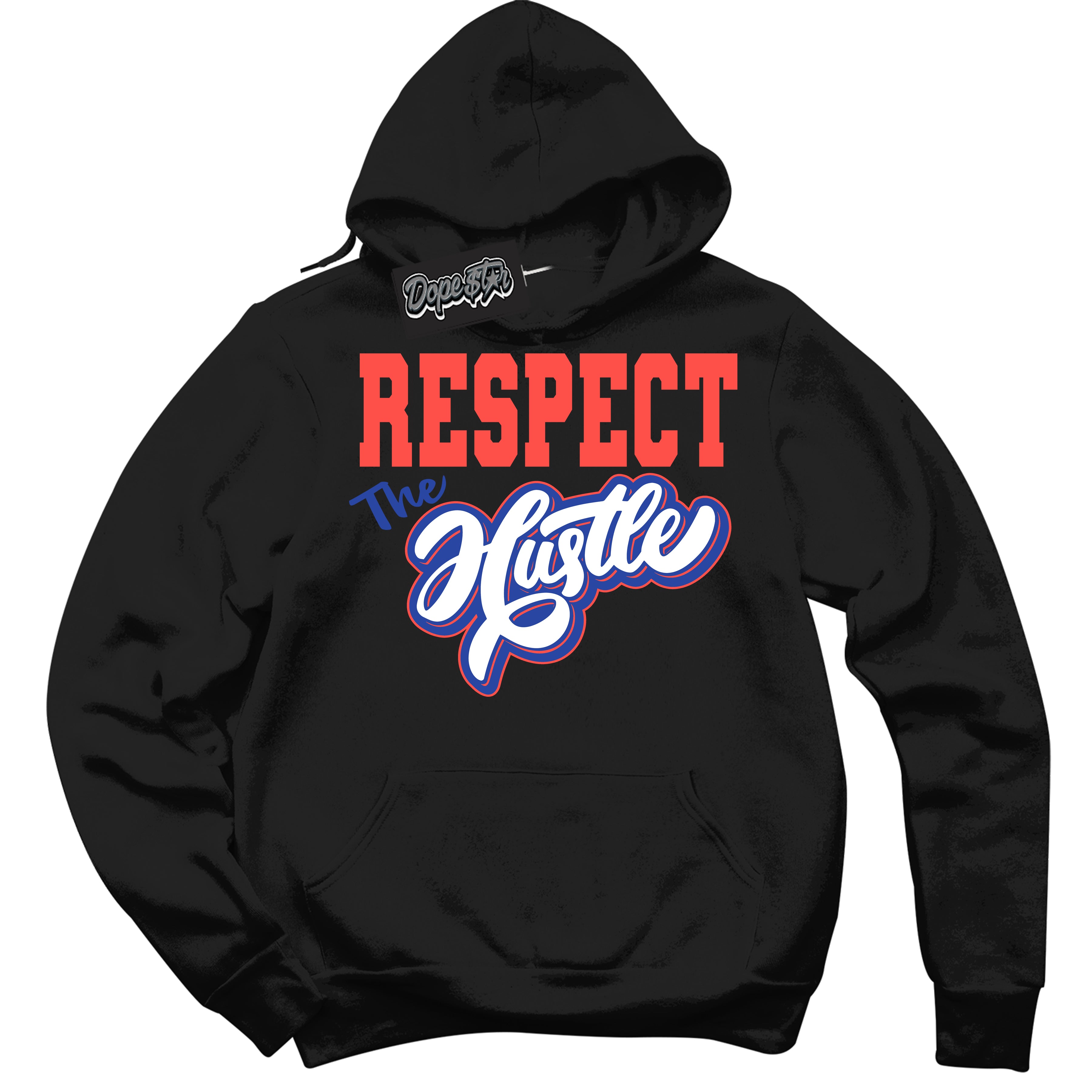 Cool Black Hoodie with “ Respect The Hustle '' design that Perfectly Matches  Ultramarine 180s Sneakers.