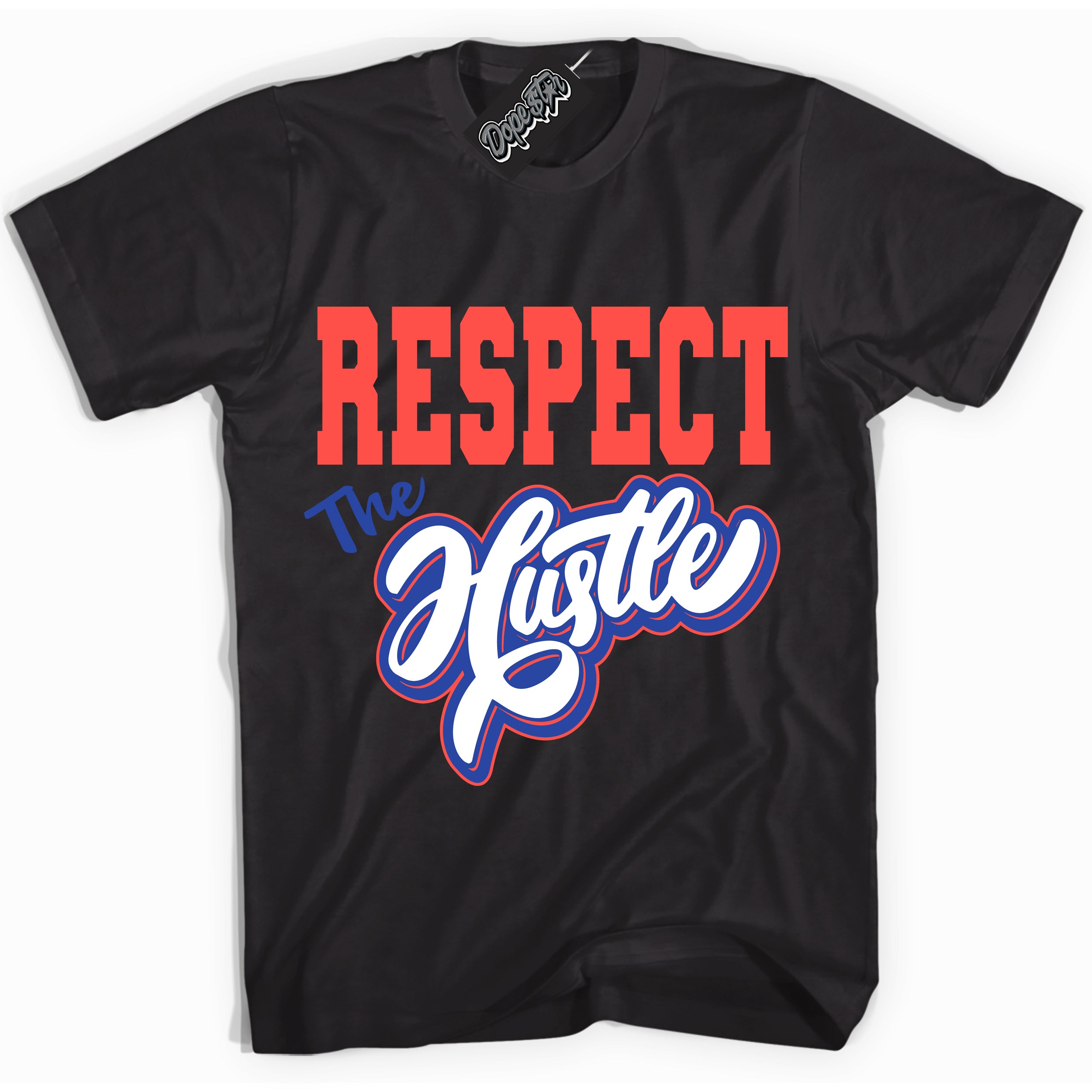 Cool Black Shirt with “ Respect The Hustle ” design that perfectly matches Ultramarine 180s Sneakers.