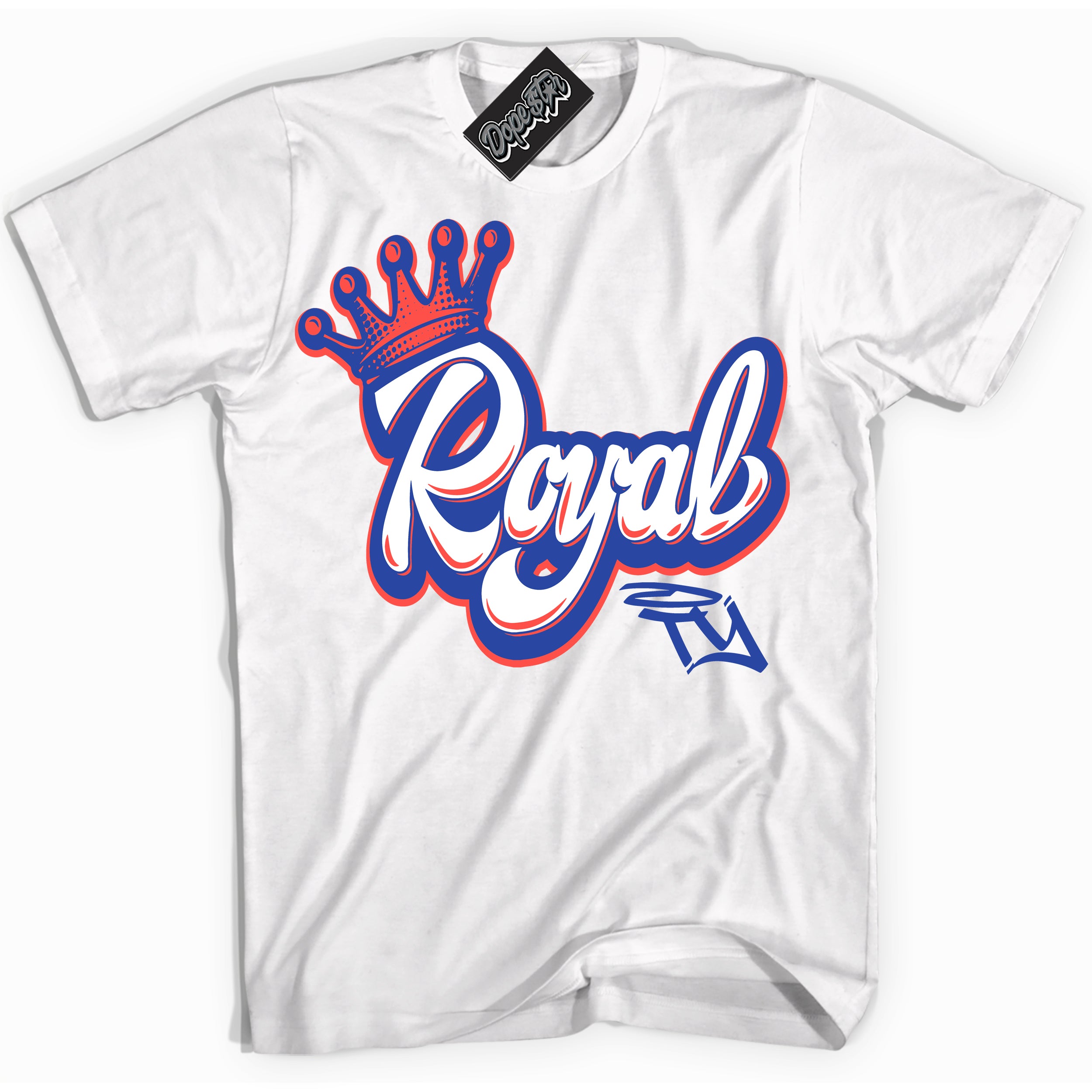 Cool White Shirt with “ Royalty ” design that perfectly matches Ultramarine 180s Sneakers.