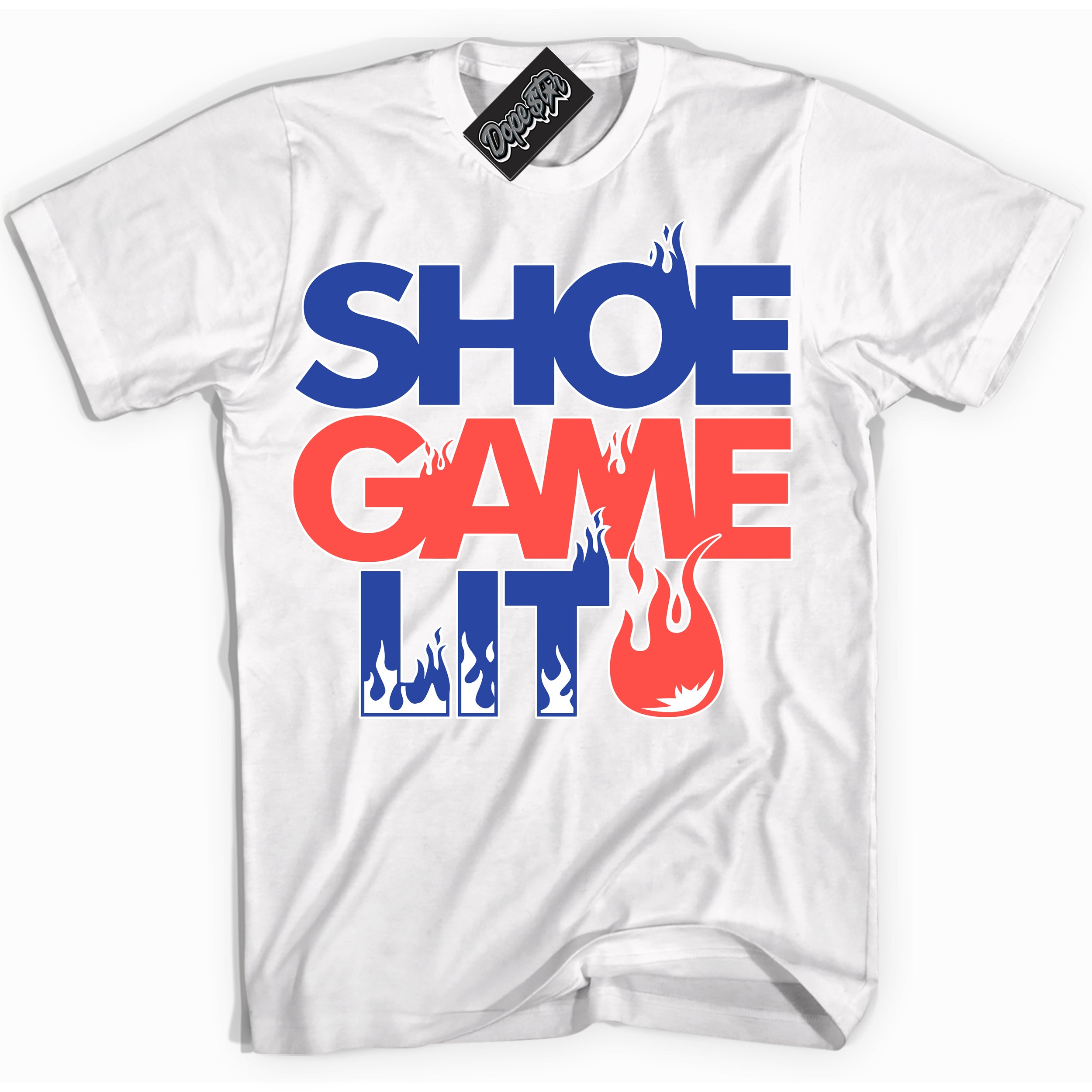 Cool White Shirt with “ Shoe Game Lit ” design that perfectly matches Ultramarine 180s Sneakers.