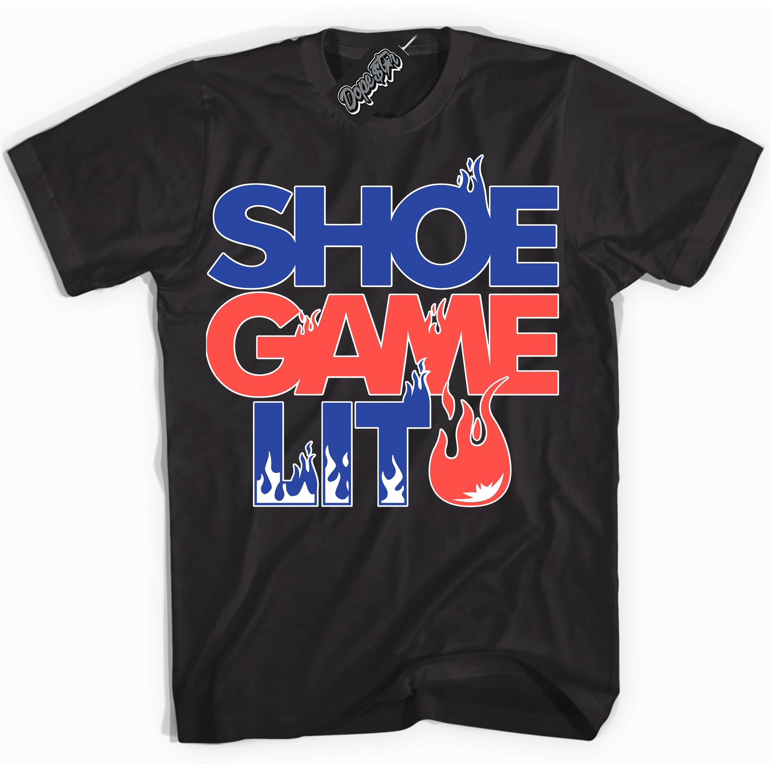 Cool Black Shirt with “ Shoe Game Lit ” design that perfectly matches Ultramarine 180s Sneakers.