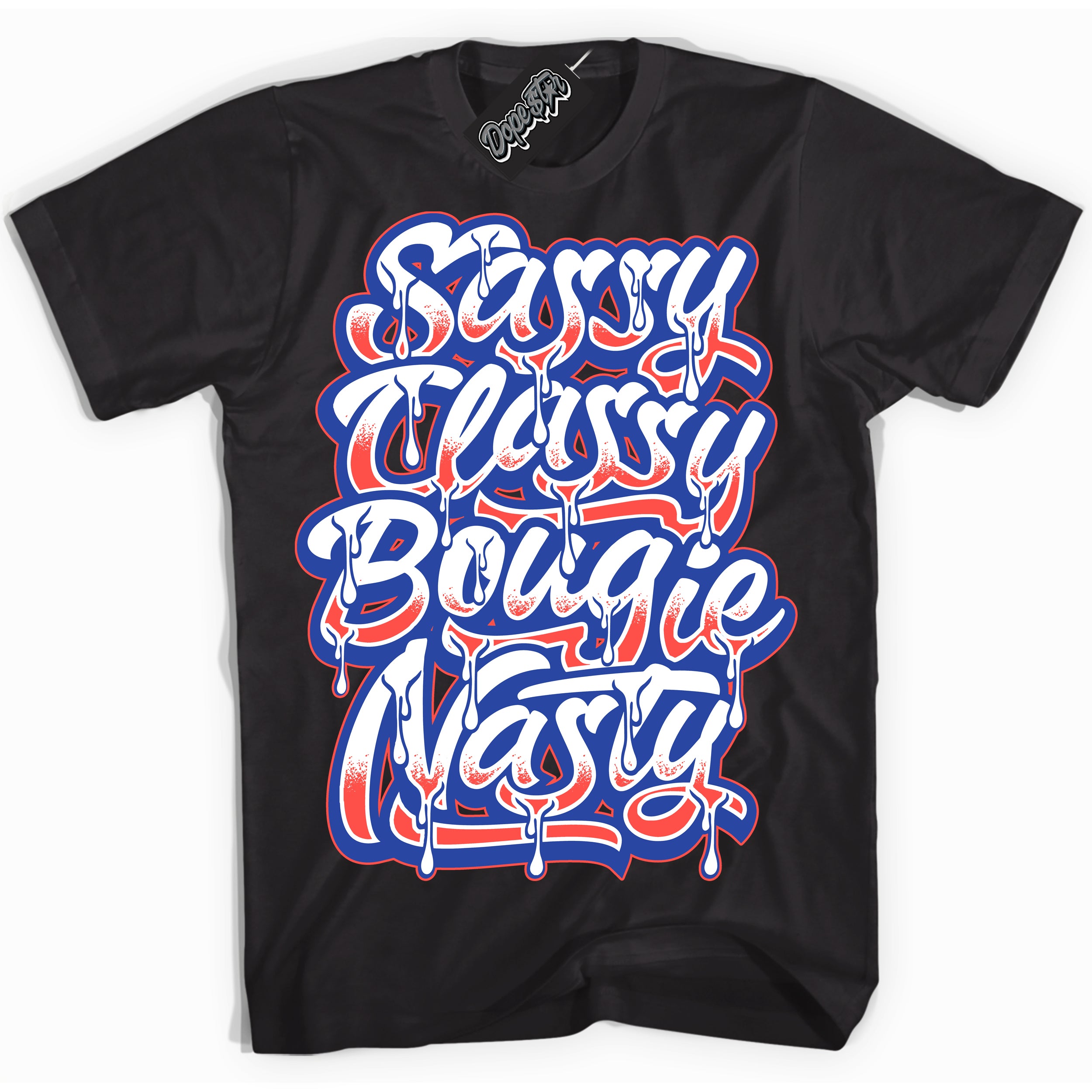 Cool Black Shirt with “ Sassy Classy ” design that perfectly matches Ultramarine 180s Sneakers.