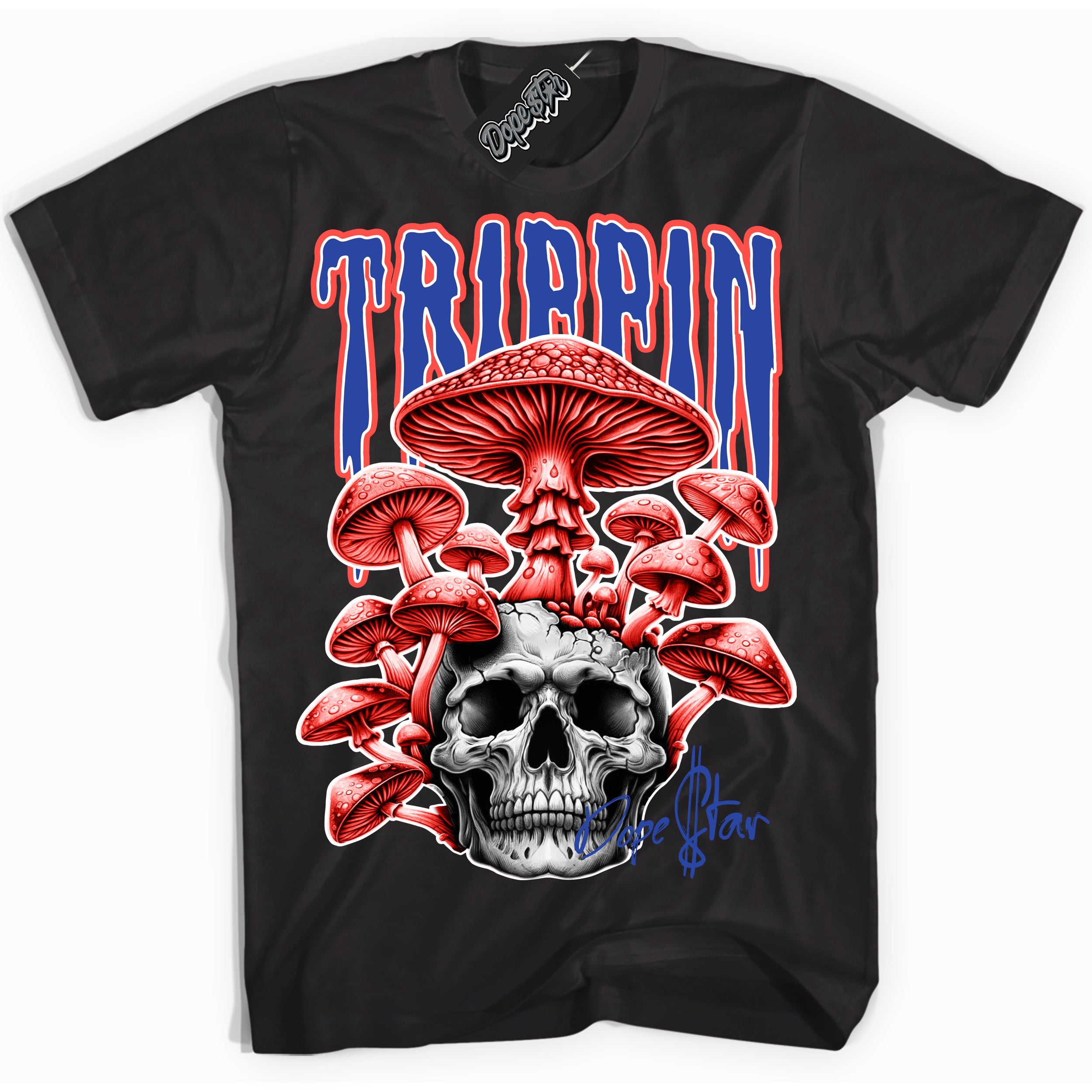 Cool Black Shirt with “Trippin” design that perfectly matches the Ultramarine 180s Sneakers.