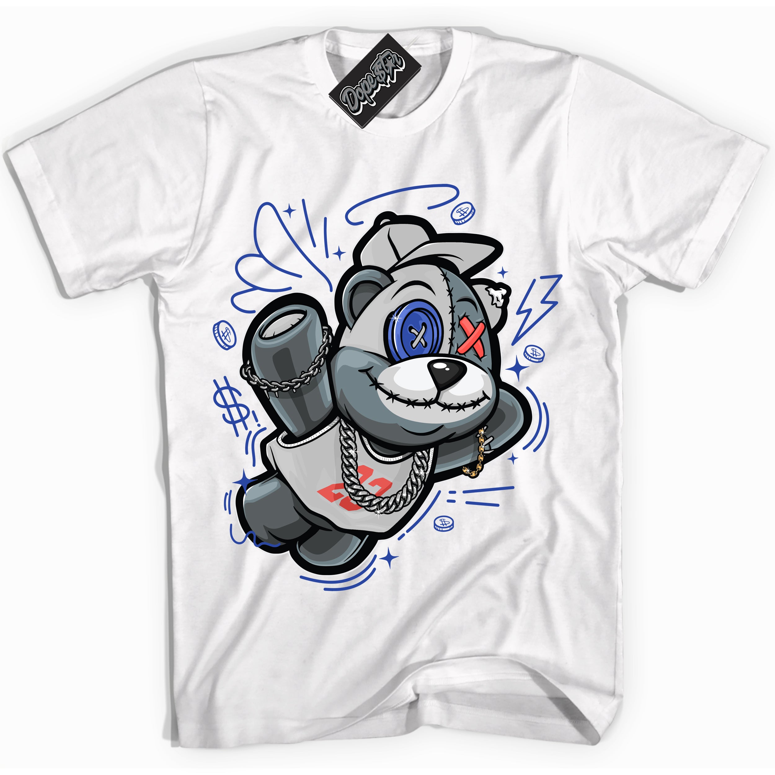 Cool White Shirt with “ Slam Dunk Bear ” design that perfectly matches Ultramarine 180s Sneakers.