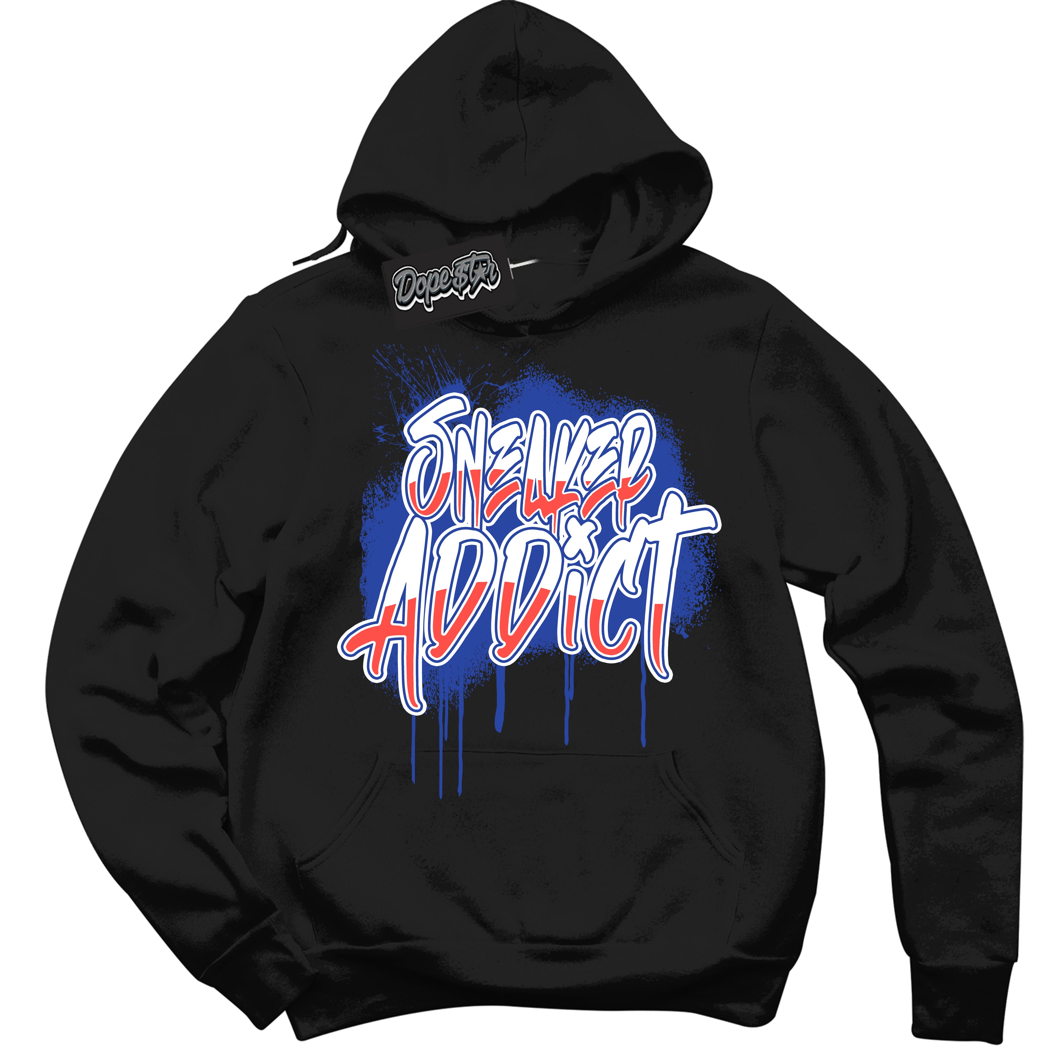 Cool Black Hoodie with “ Sneaker Addict '' design that Perfectly Matches  Ultramarine 180s Sneakers.