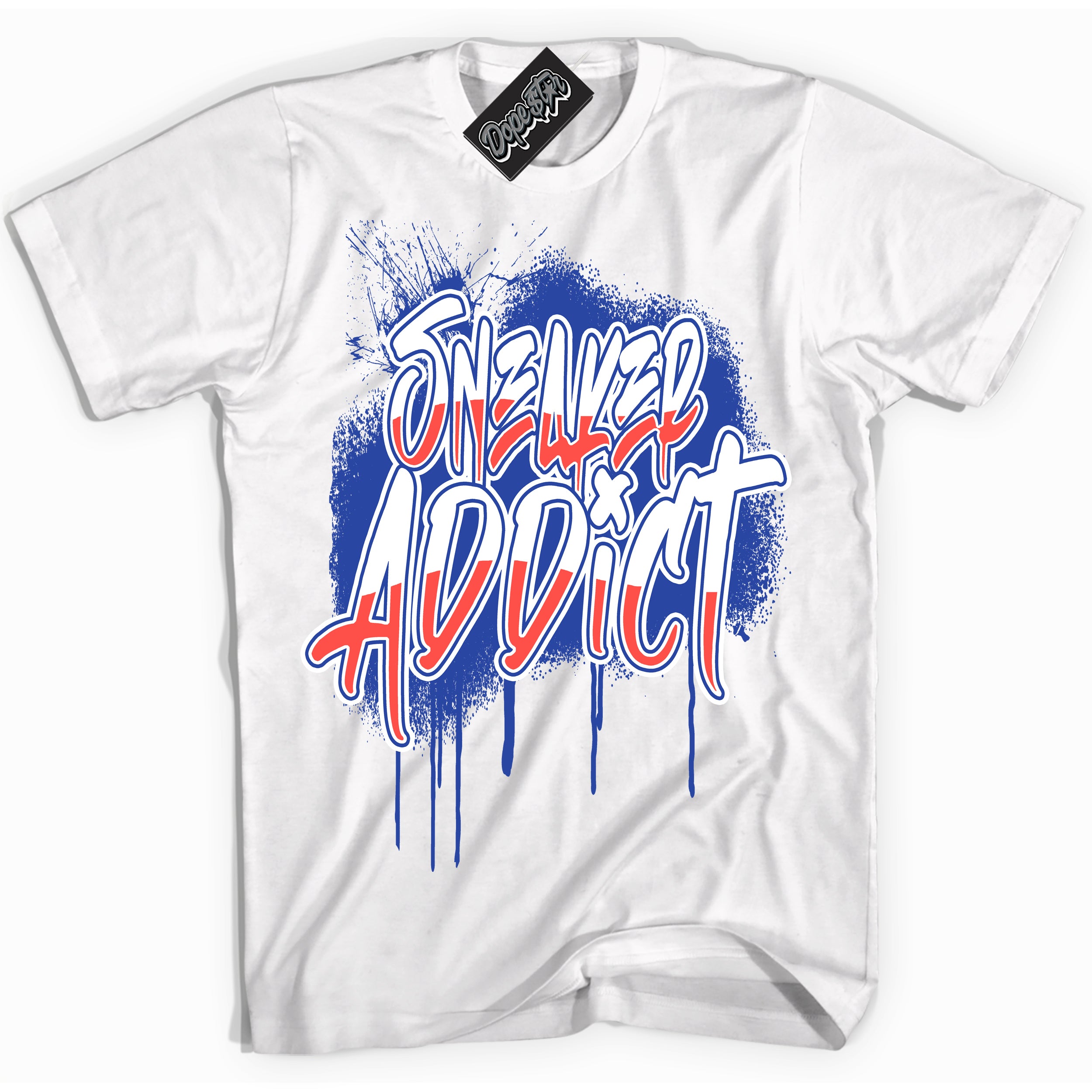 Cool White Shirt with “ Sneaker Addict ” design that perfectly matches Ultramarine 180s Sneakers.