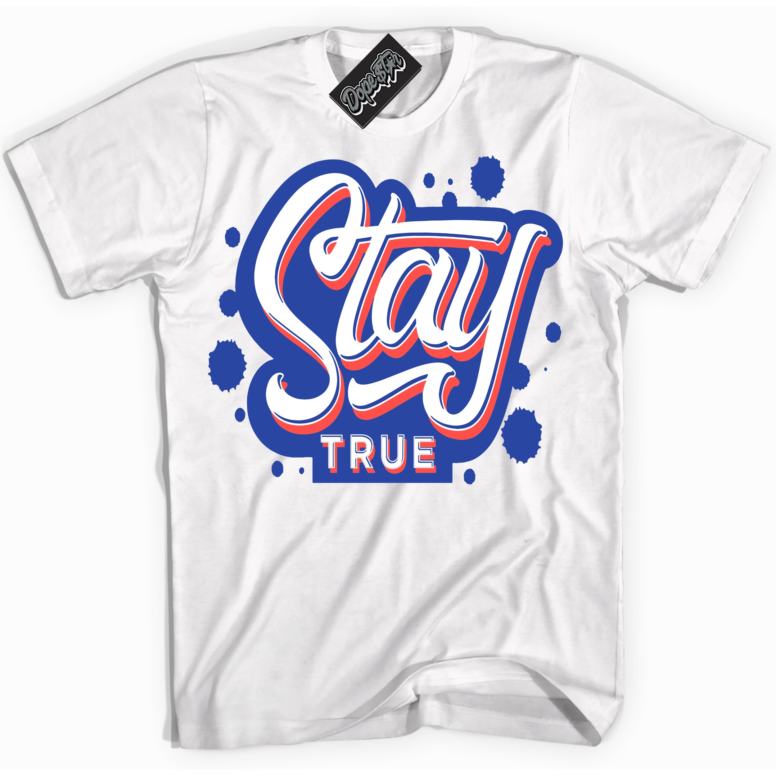 Cool White Shirt with “ Stay True ” design that perfectly matches Ultramarine 180s Sneakers.